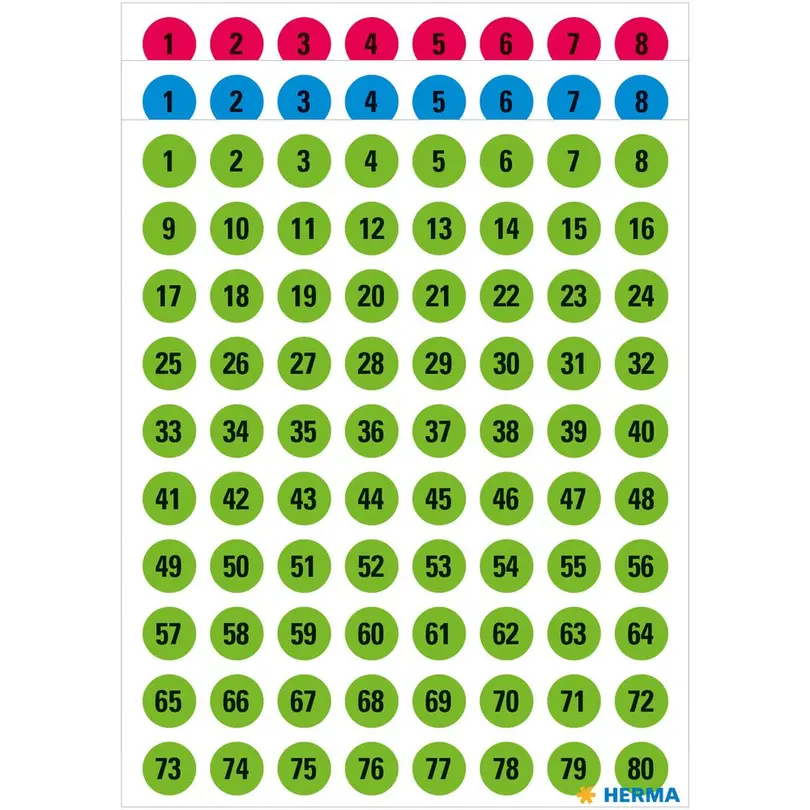 Etiketten 6er-Set Zahlenetiketten