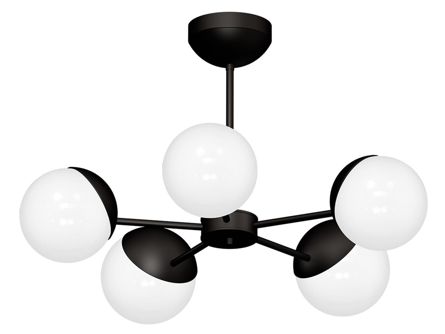 Lampa wisząca Sfera Black 5-punktowa metalowa biało-czarna