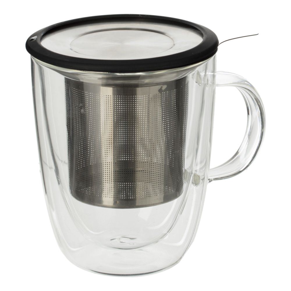 Caneca dupla em vidro com fitro 30cl