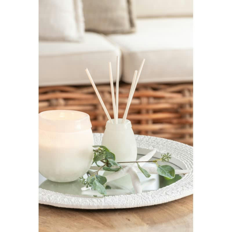 NERVURES - Miroir rond résine blanc D50,3