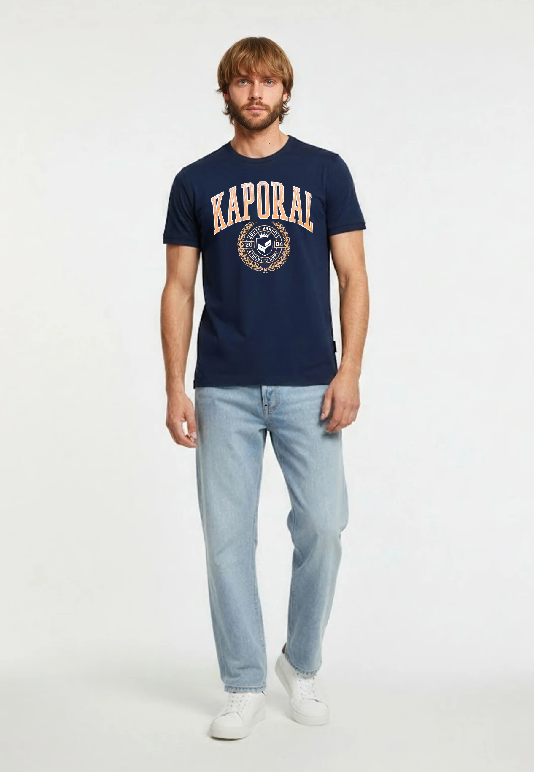 T-shirt manches courtes regular bleu marine coton ROBIN