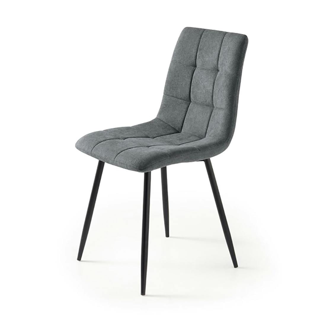 Chaise en tissu gris foncé motif damier (lot de 2) LORA