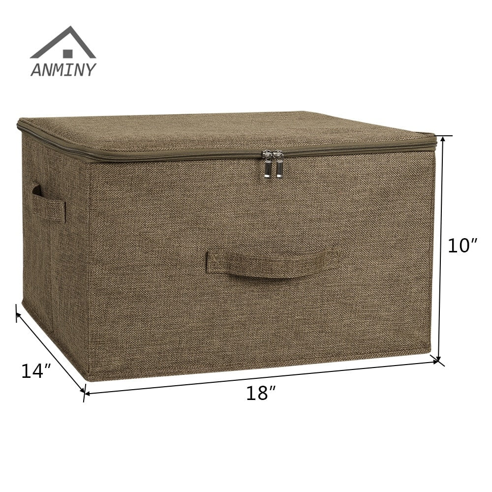Foldable Cube Storage Bin Clothes Organizer Boxes with Handle & Zipper