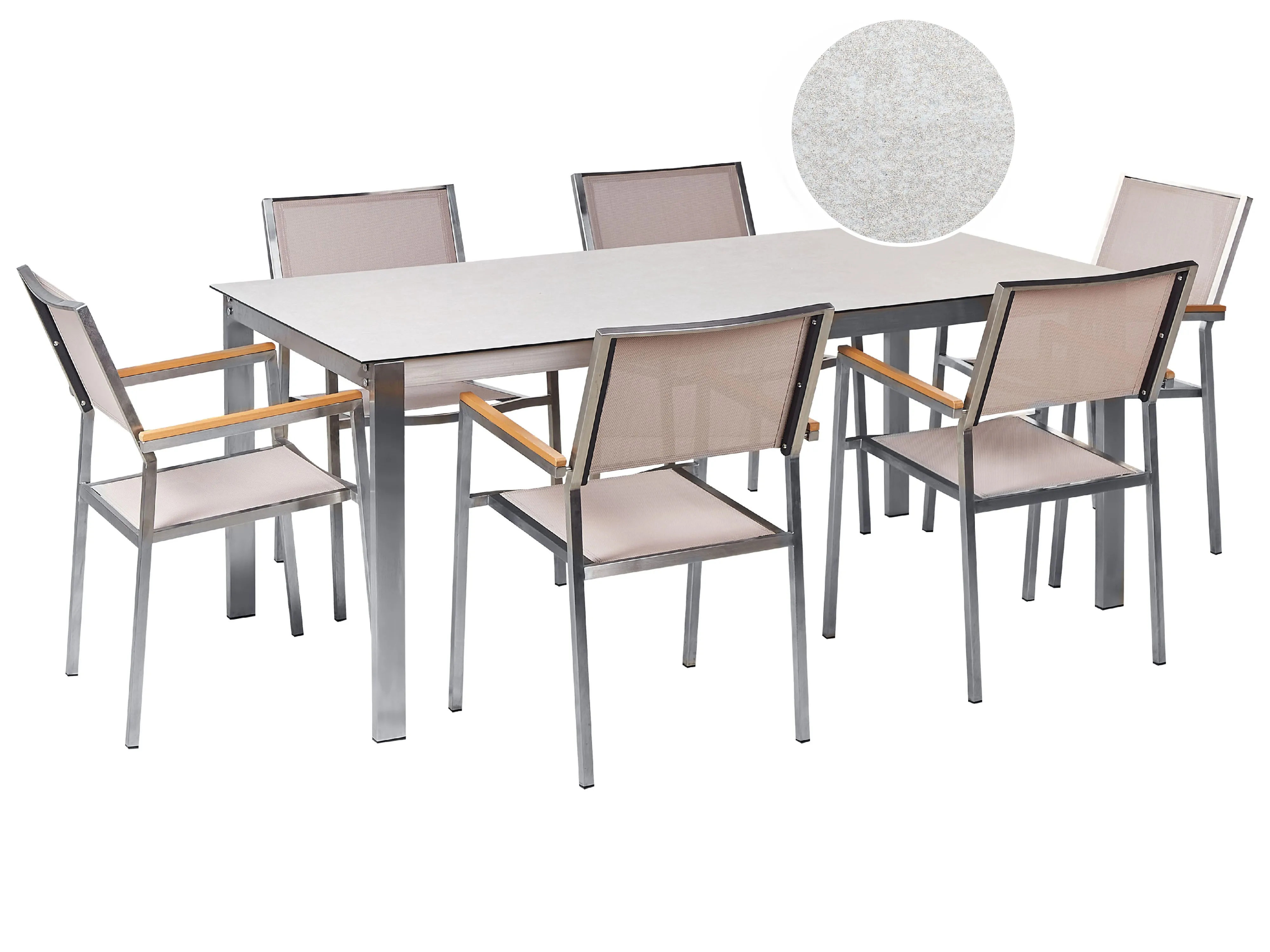 Garden Dining Set 4 Seater COSOLETO/GROSSETO Tempered Glass Marble Effect White/ Beige