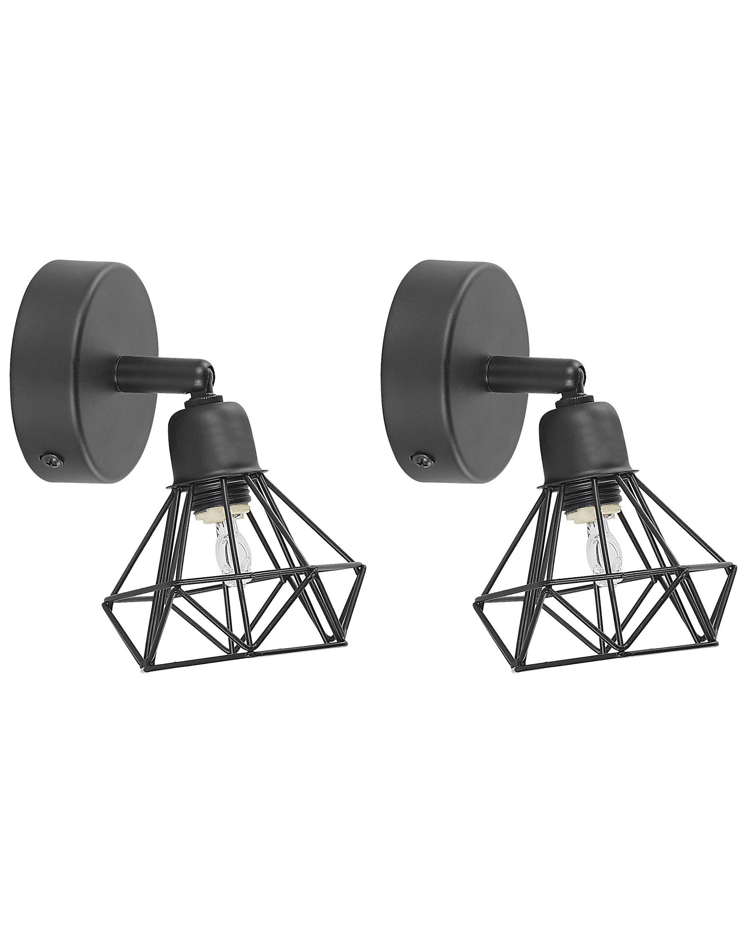 Lampa ścienna 2 kinkiety metalowa czarne