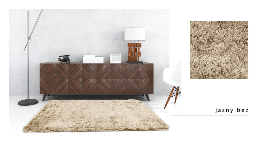 Pluszowy miękki dywan shaggy Megan Comfit 60x120 jasny beż