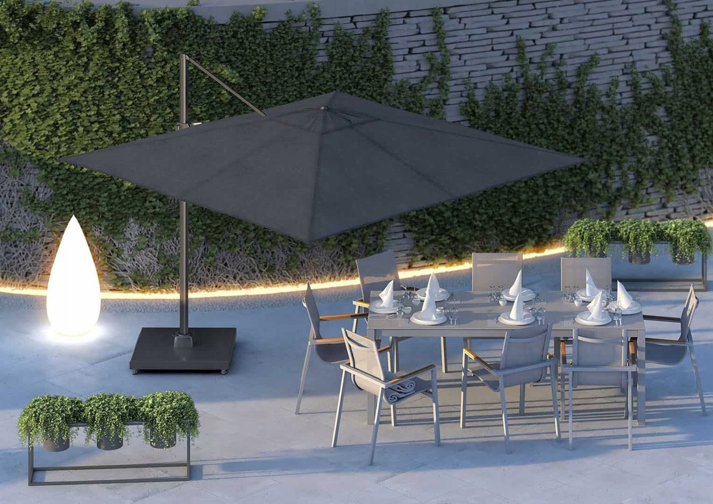 Parasol ogrodowy CHALLENGER T2 3×3 m PLATINUM faded black