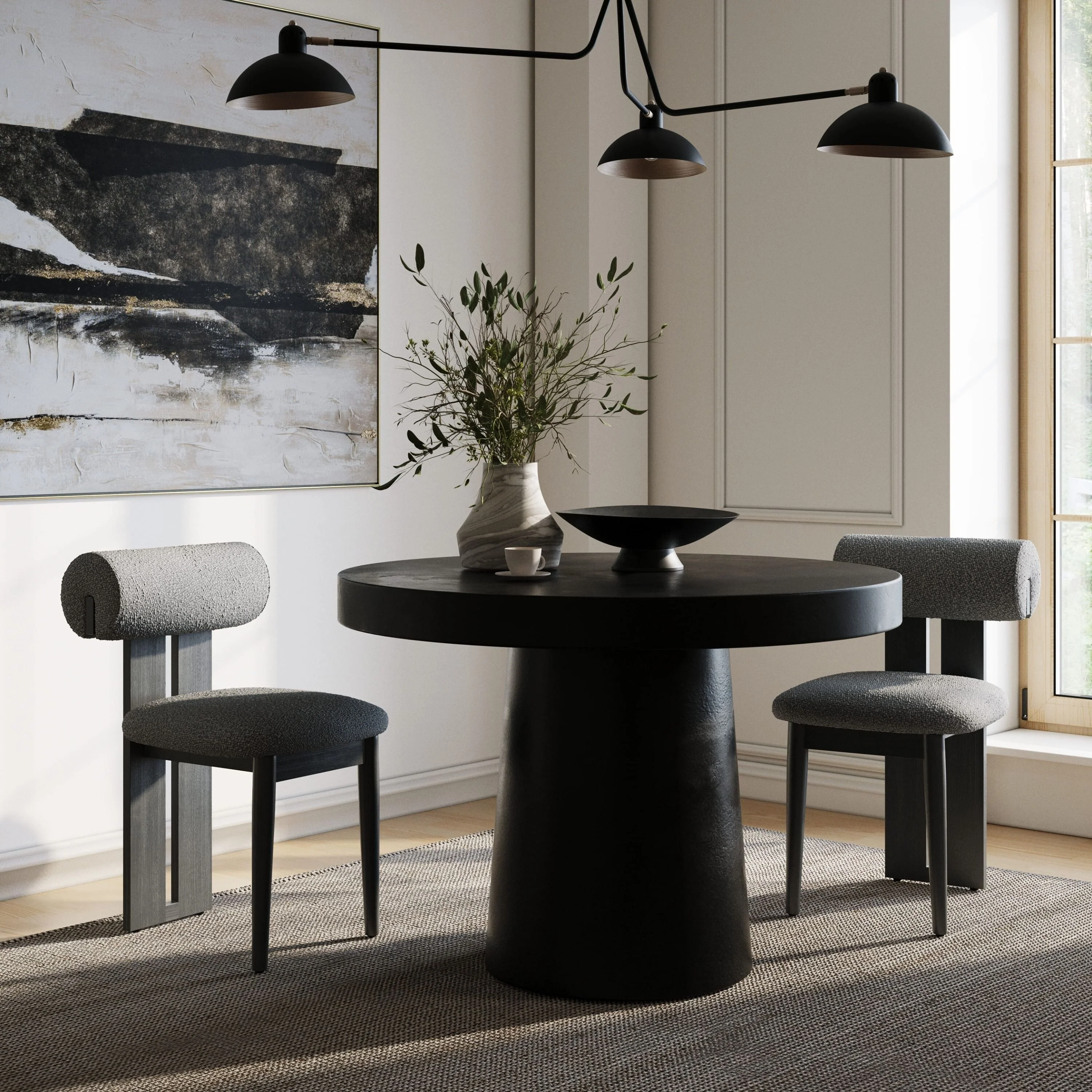 Modrest Desoto Modern Black Concrete Round Dining Table