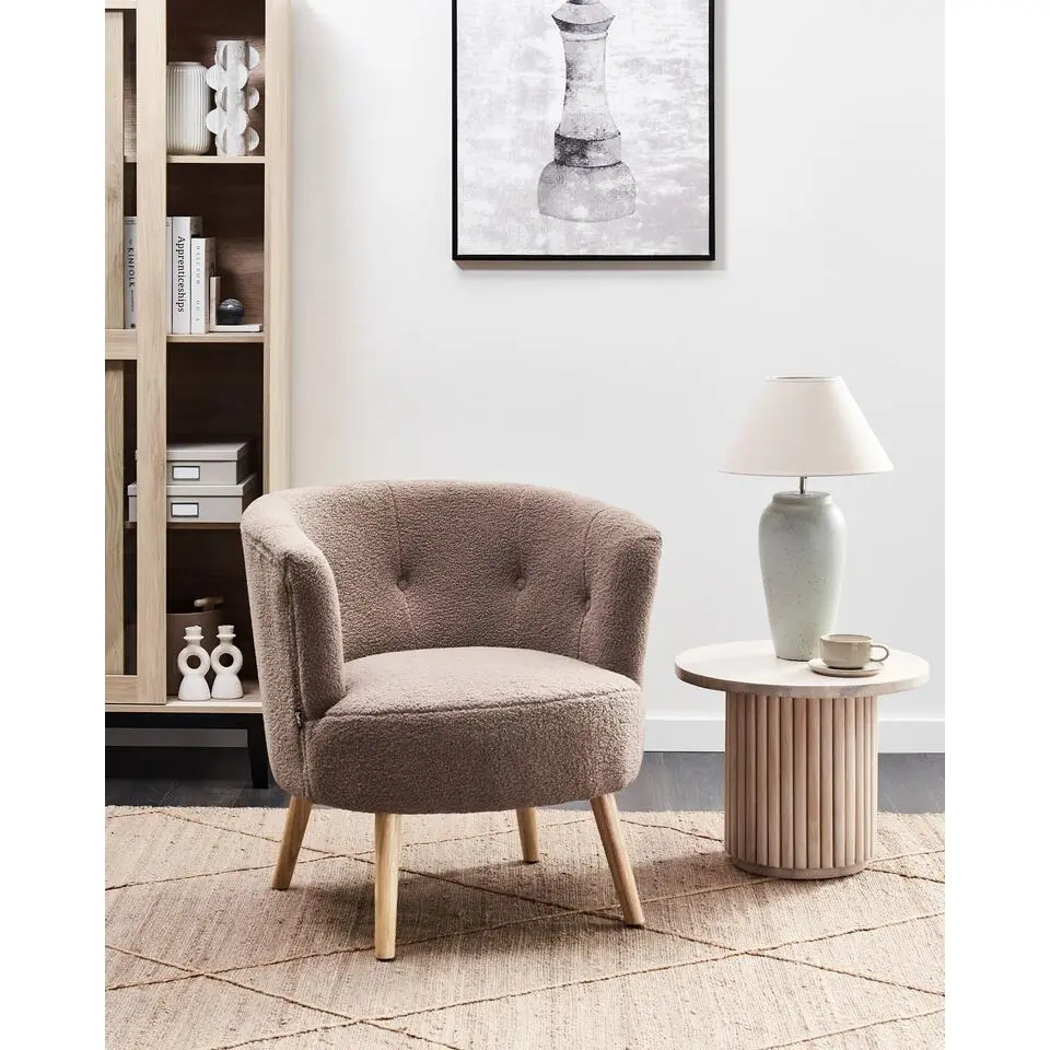 ODENZEN - Fauteuil - Bruin - Boucl&eacute;