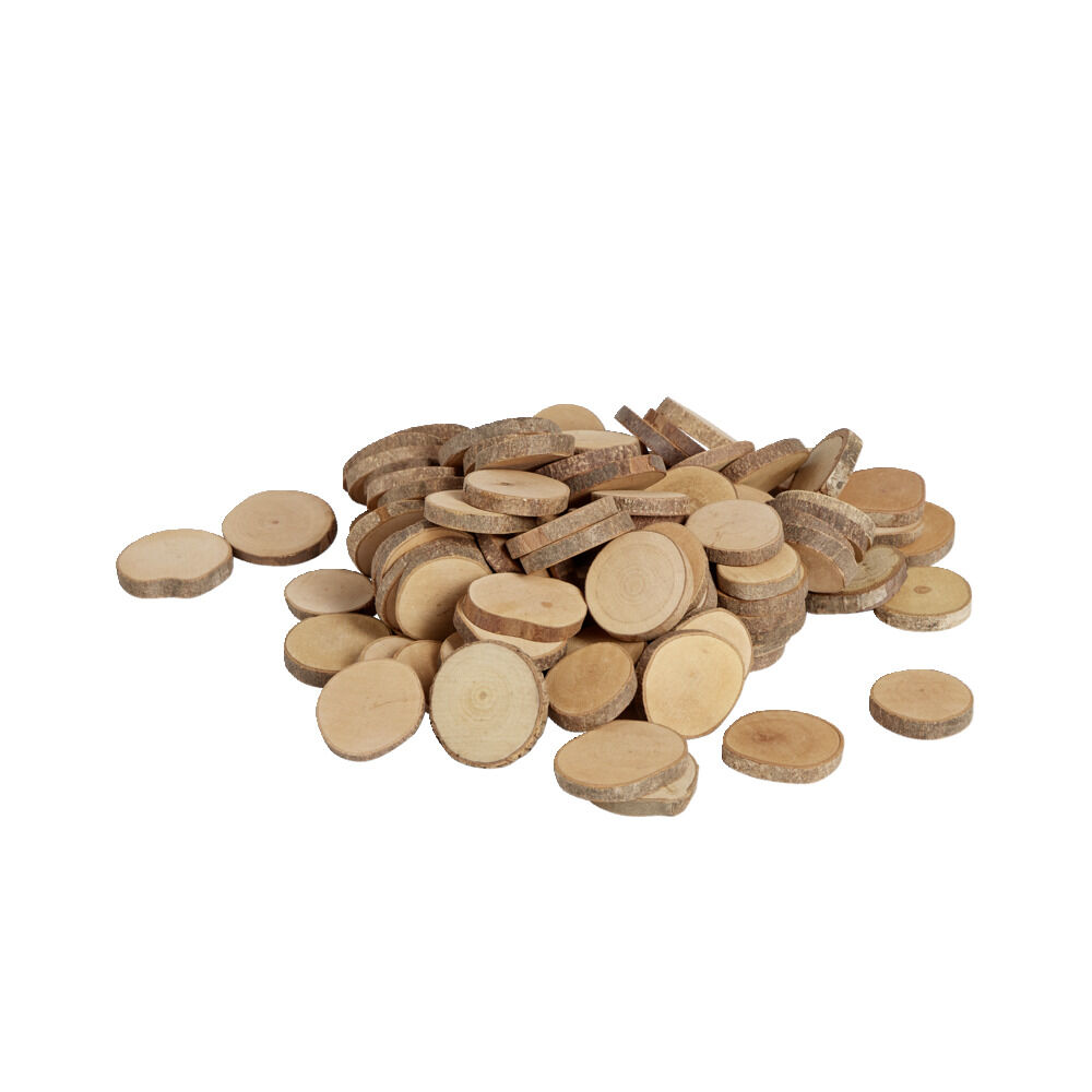 Mini rondin de bois Ø5cm dans filet 100 pièces