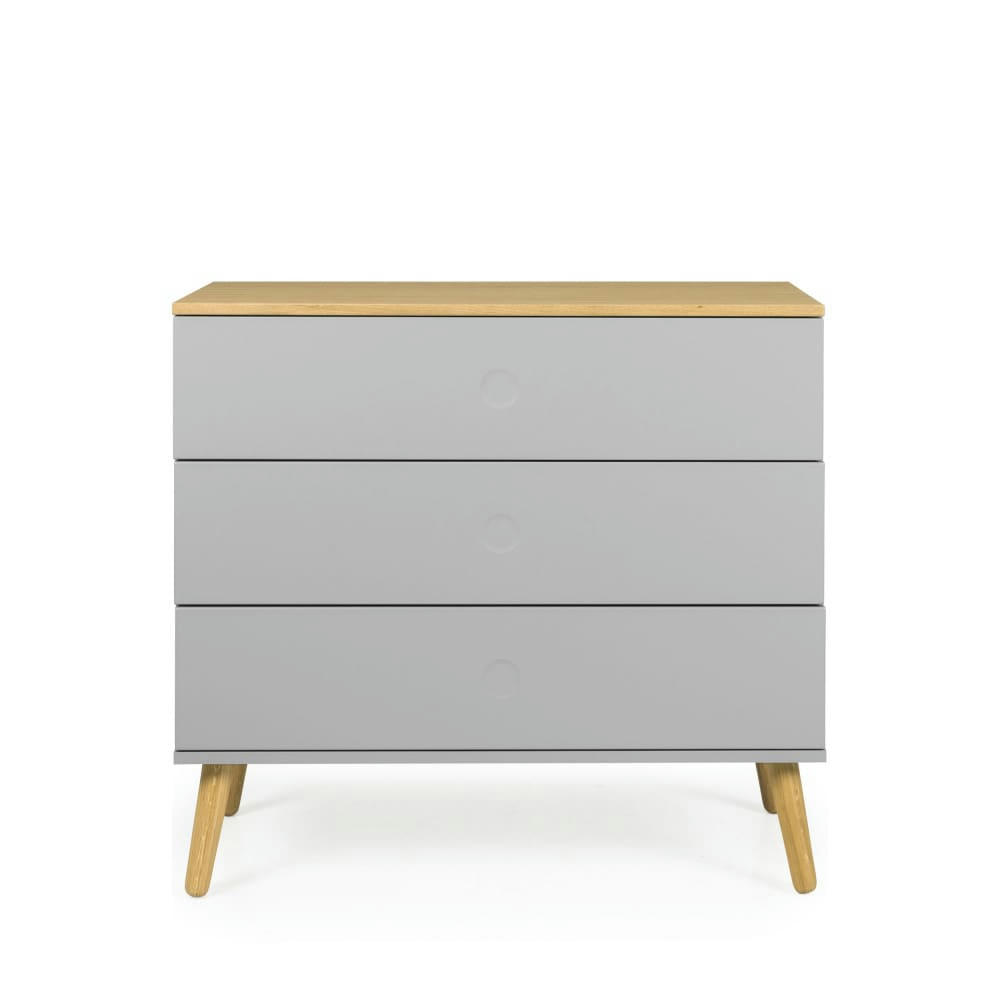 DOT - Commode en bois 3 tiroirs L90cm gris clair