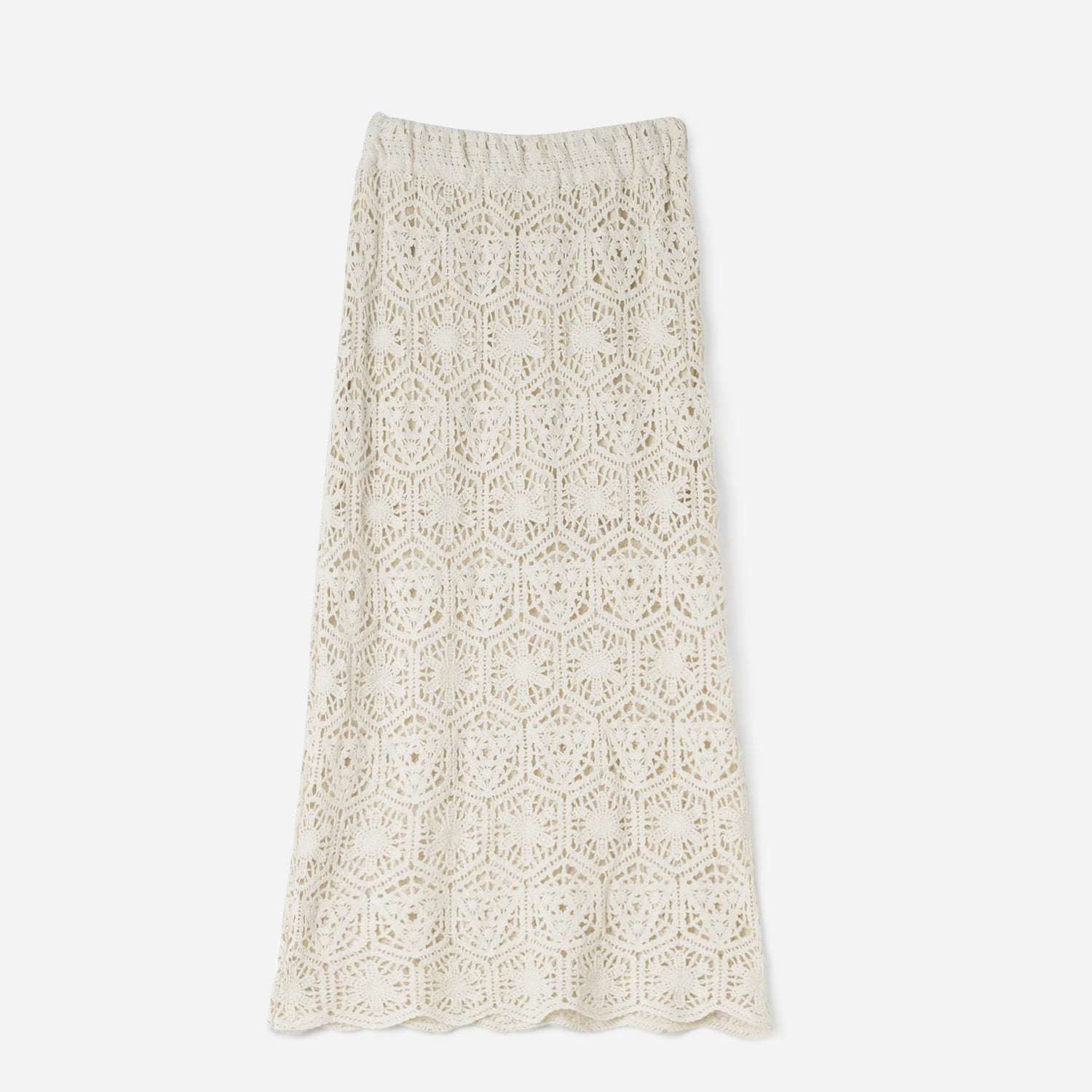 Jupe longue TEXTO écrue dentelle façon crochet