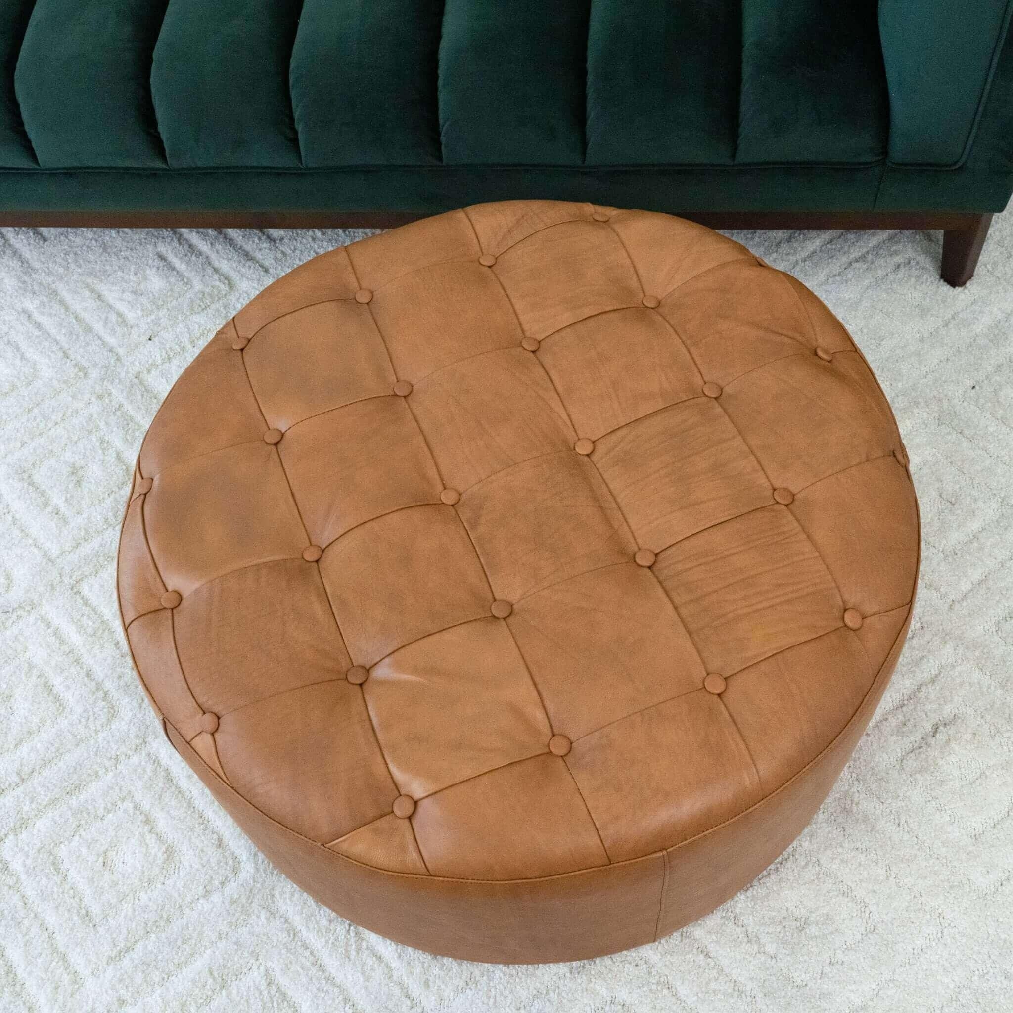 Seletar Tan Leather Ottoman Comfortable choice, multiple functions, classic design, and cozy corners