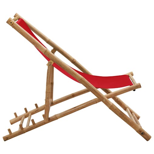 NNEVL Deck Chair Bamboo and Canvas Red