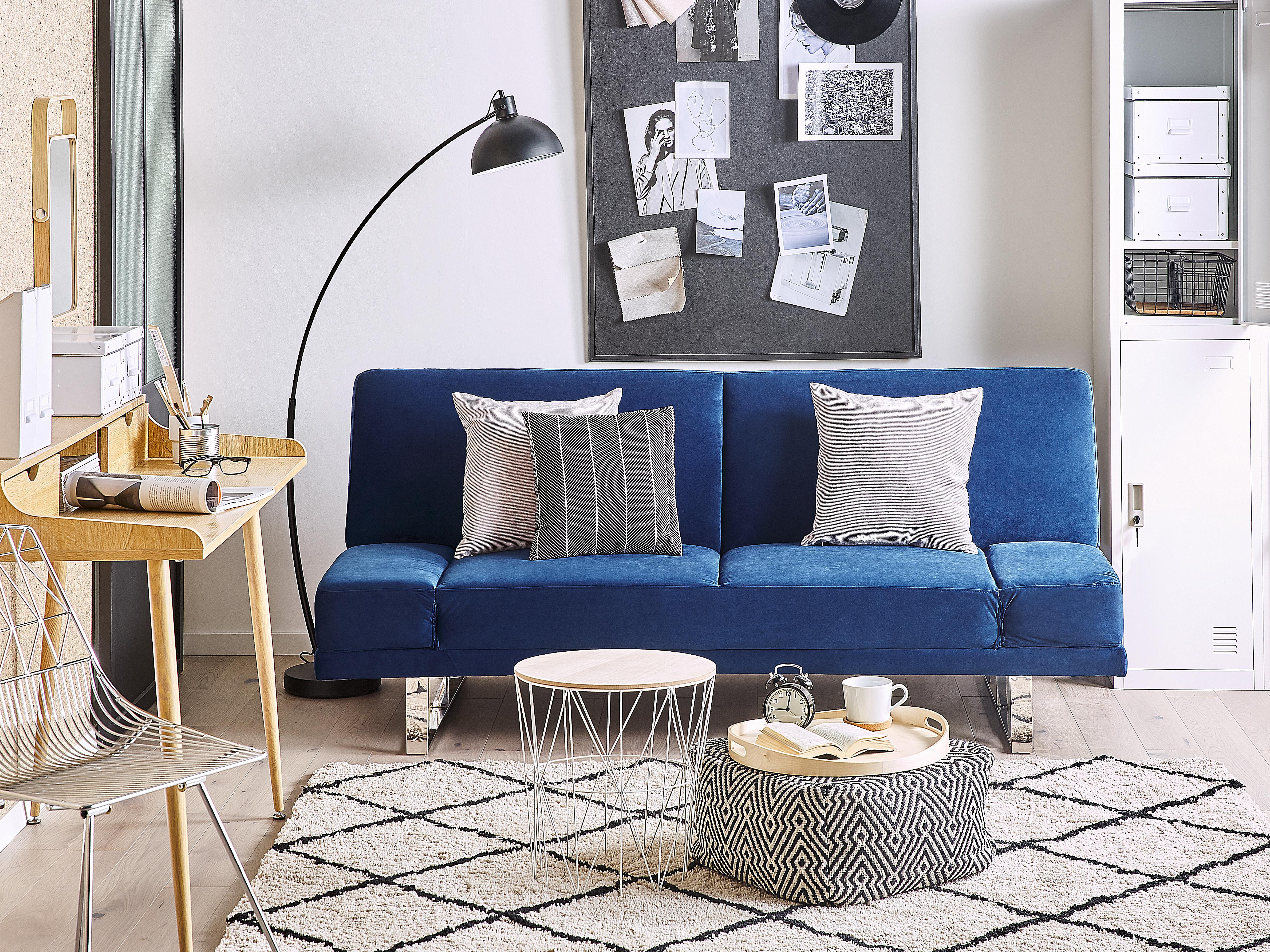Sofa Bed 2 Seater YORK Velvet Navy Blue