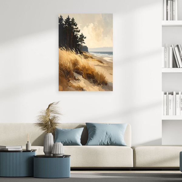 Obraz do salonu sypialni biura, Widok Plaża z Wydmami nad Morzem 20x30