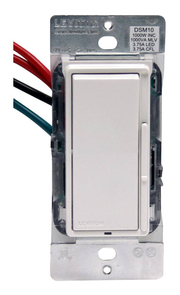 Leviton DSM10-752 Decora Universal High Watt Rocker Dimmer, 450-Watt LED, 1000-Watt Incandescent/CFL, White