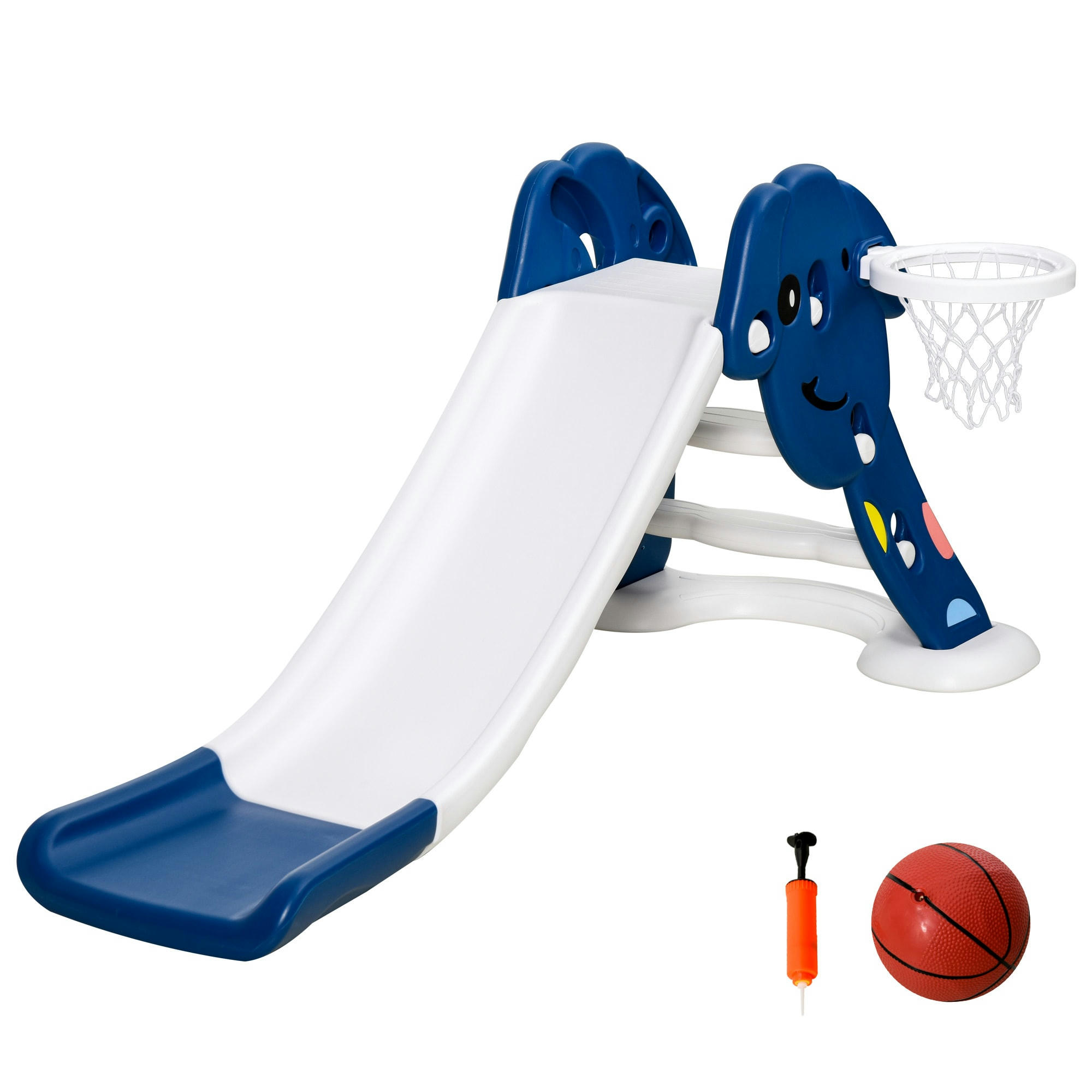 - Toboggan enfant panier basket balle pompe incluses bleu blanc