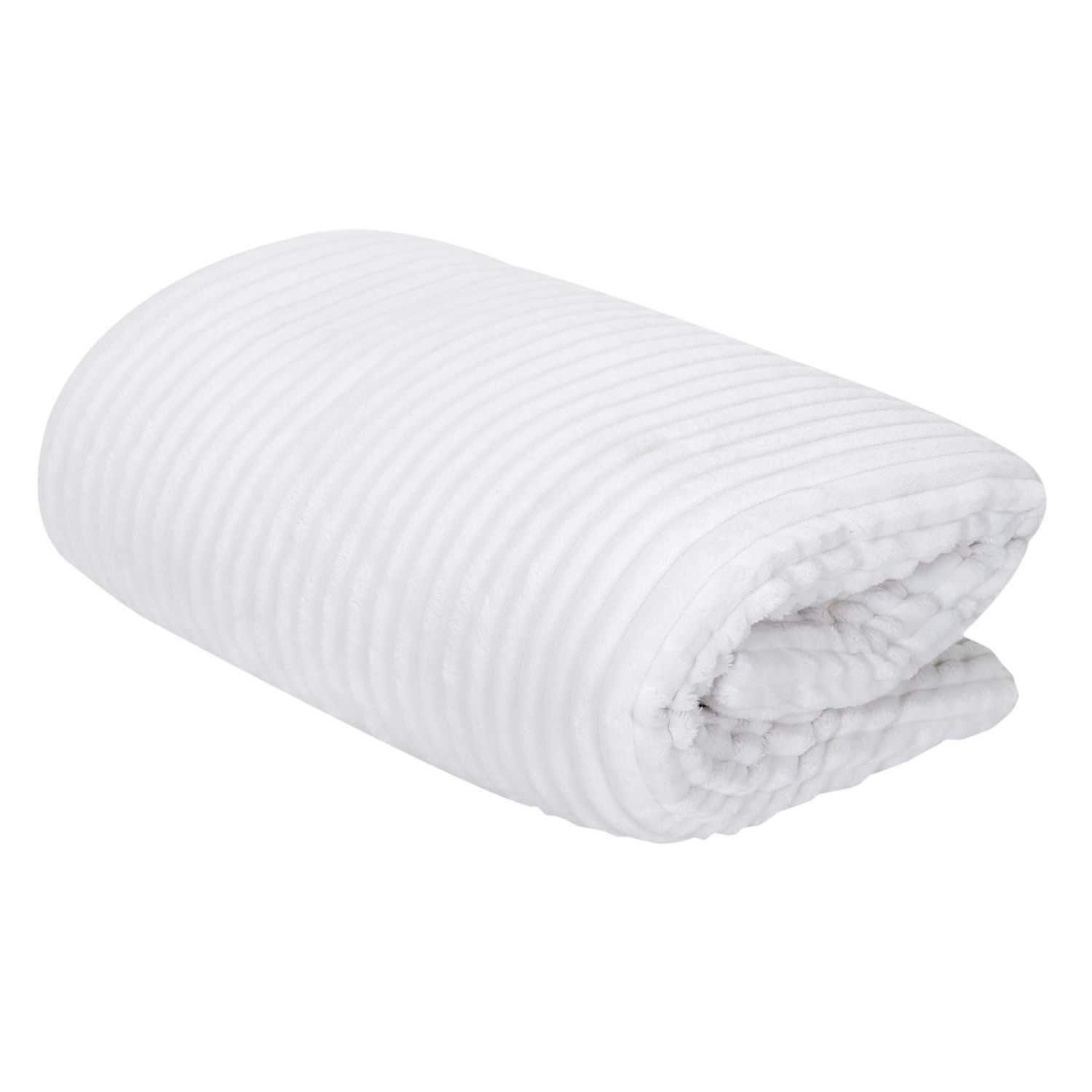 - Plaid flanelle côtelé 180x220cm ecru