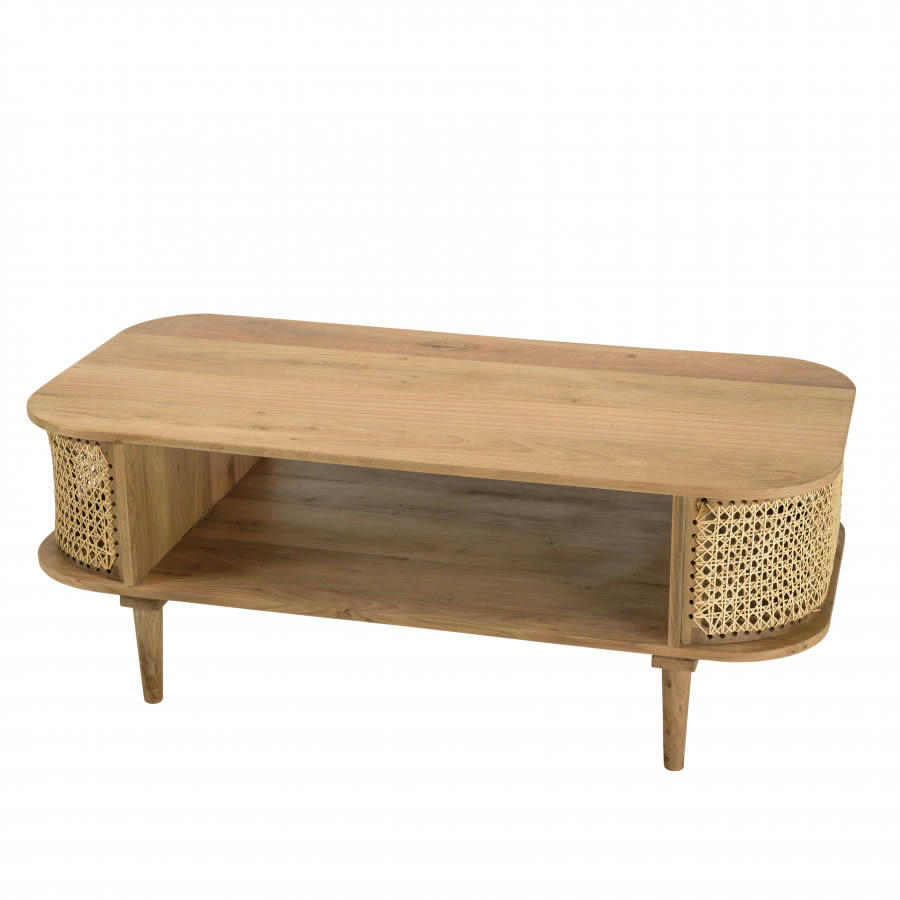 ISA - Meuble TV marron bois de jamelonier et cannage naturel