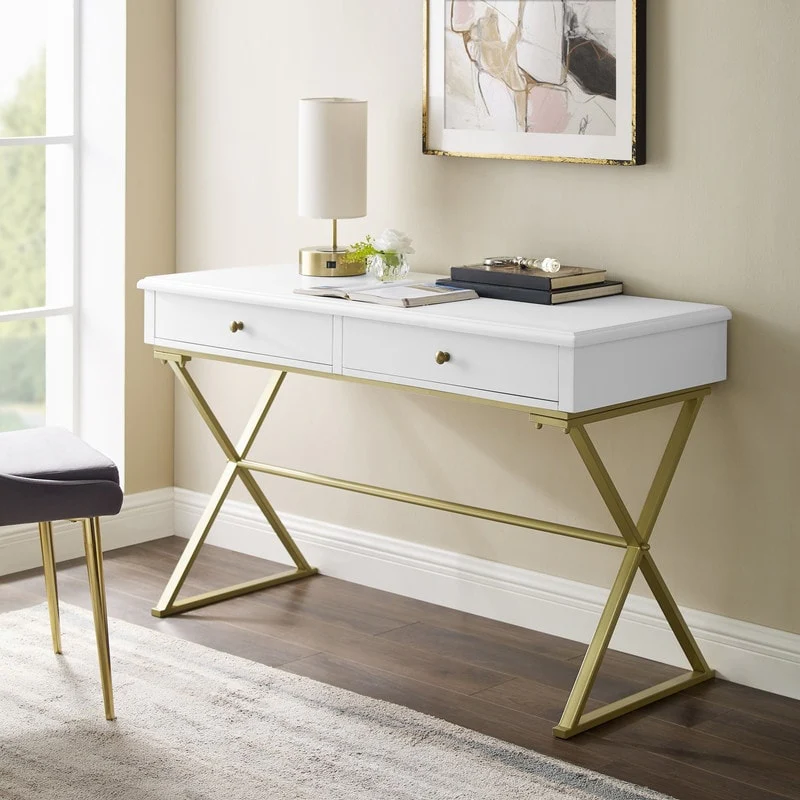 Silver Orchid Lerch Two-Drawer Campaign Desk