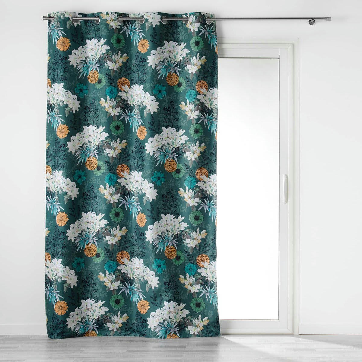 OSAKA - Rideau occultant en microfibre fleurie multicolore 260x135cm