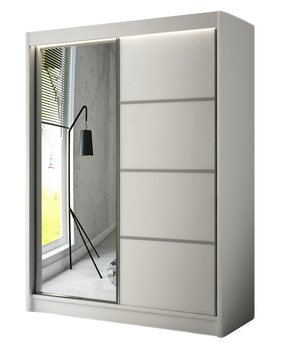 Szafa PAKO przesuwna z lustrem 120 cm - Biała mat