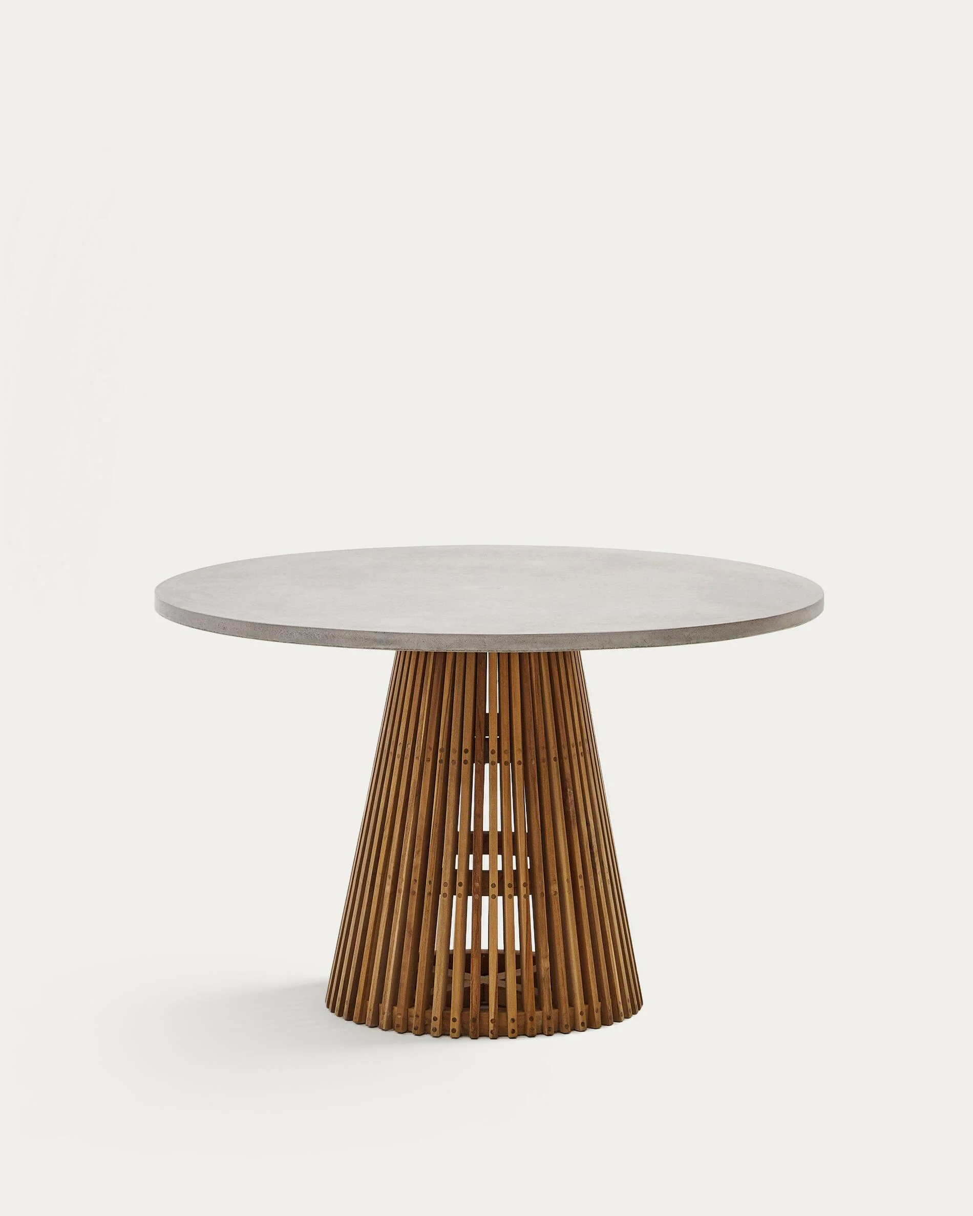 Alcaufar round outdoor table made of solid teak wood and grey cement Ø 120 cm