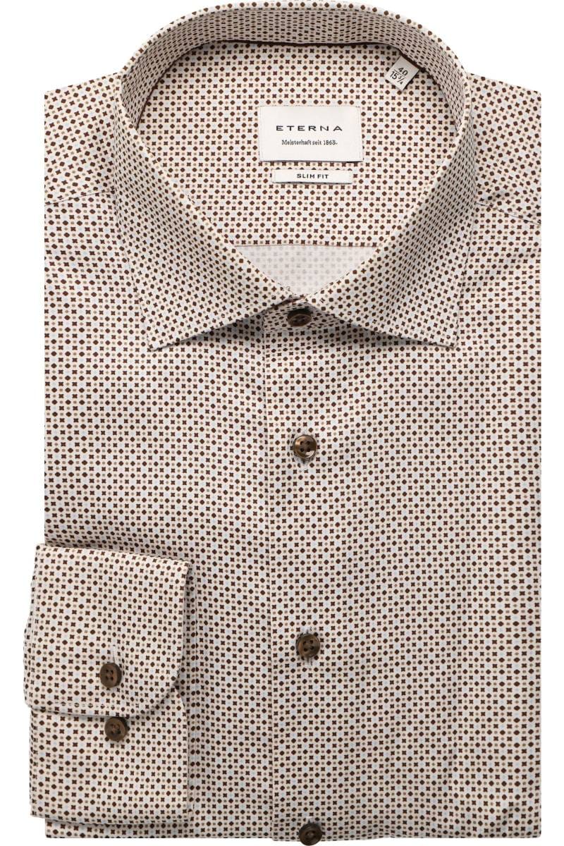 ETERNA Slim Fit Hemd beige/braun, Bedruckt