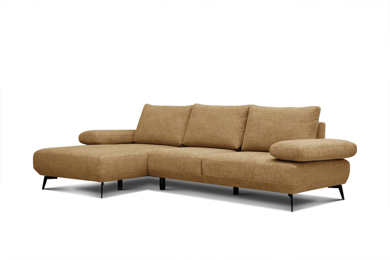 MELLO - Canapé d'angle gauche 4 places tissu ambre