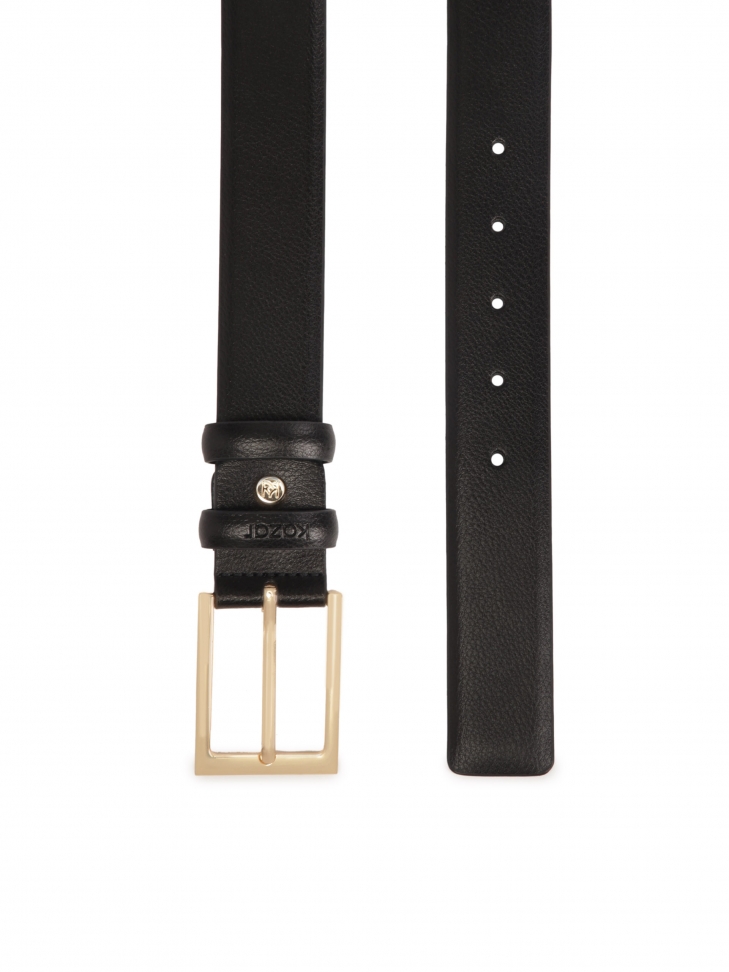 Classic narrow dress belt with gold buckle