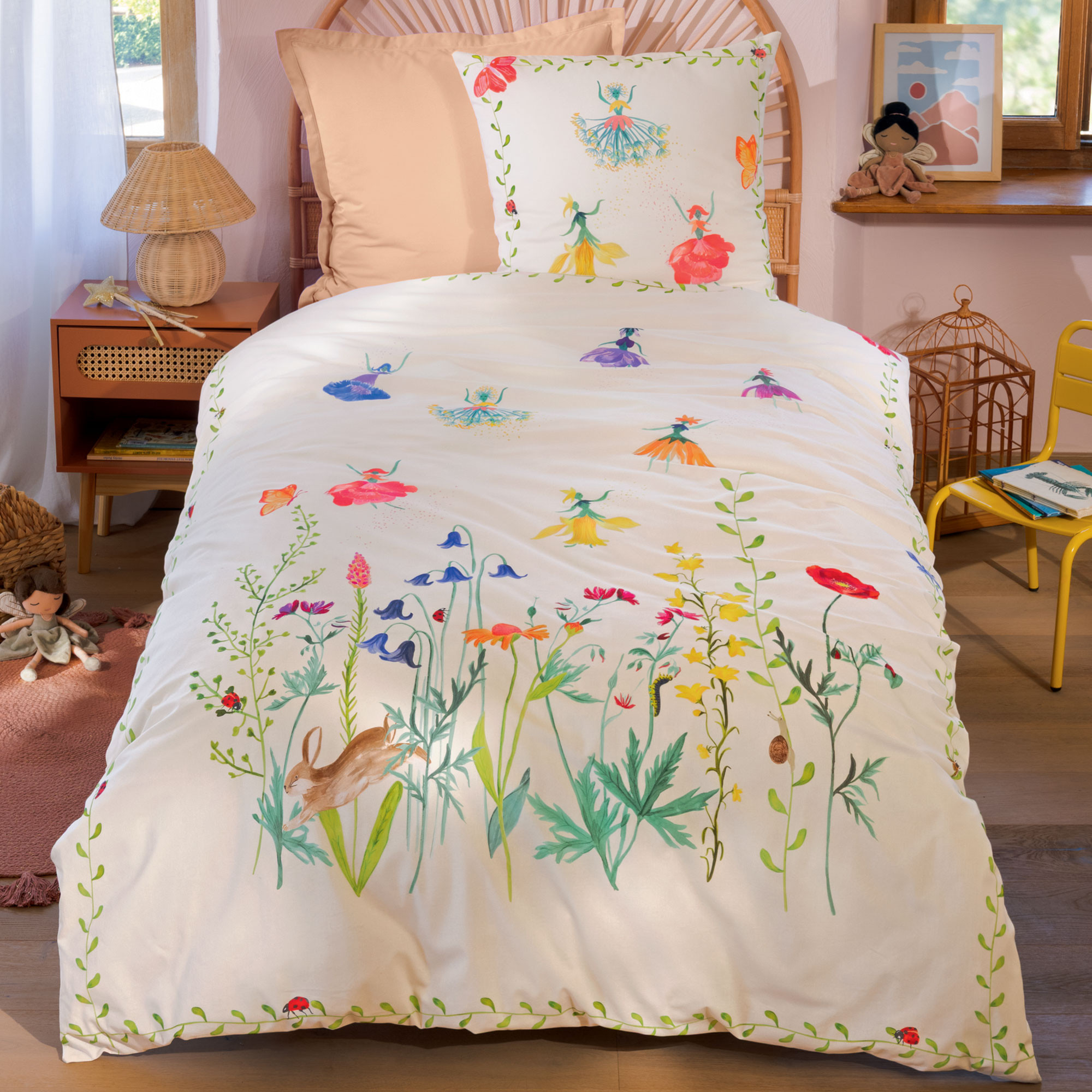 Pack housse de couette   taie   drap-housseJardin des fées
