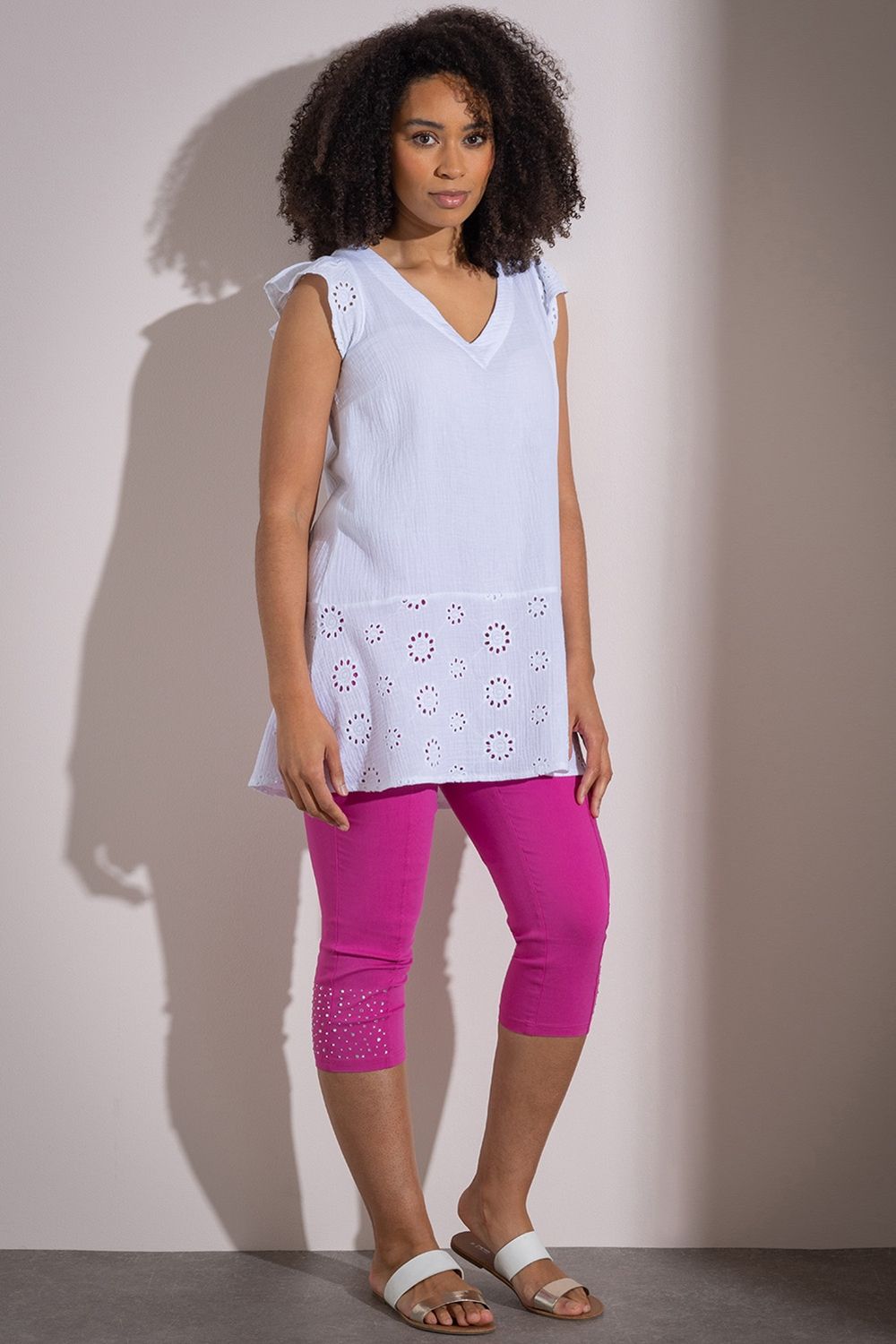 Klass. Embroidered Back Tie Cotton Tunic