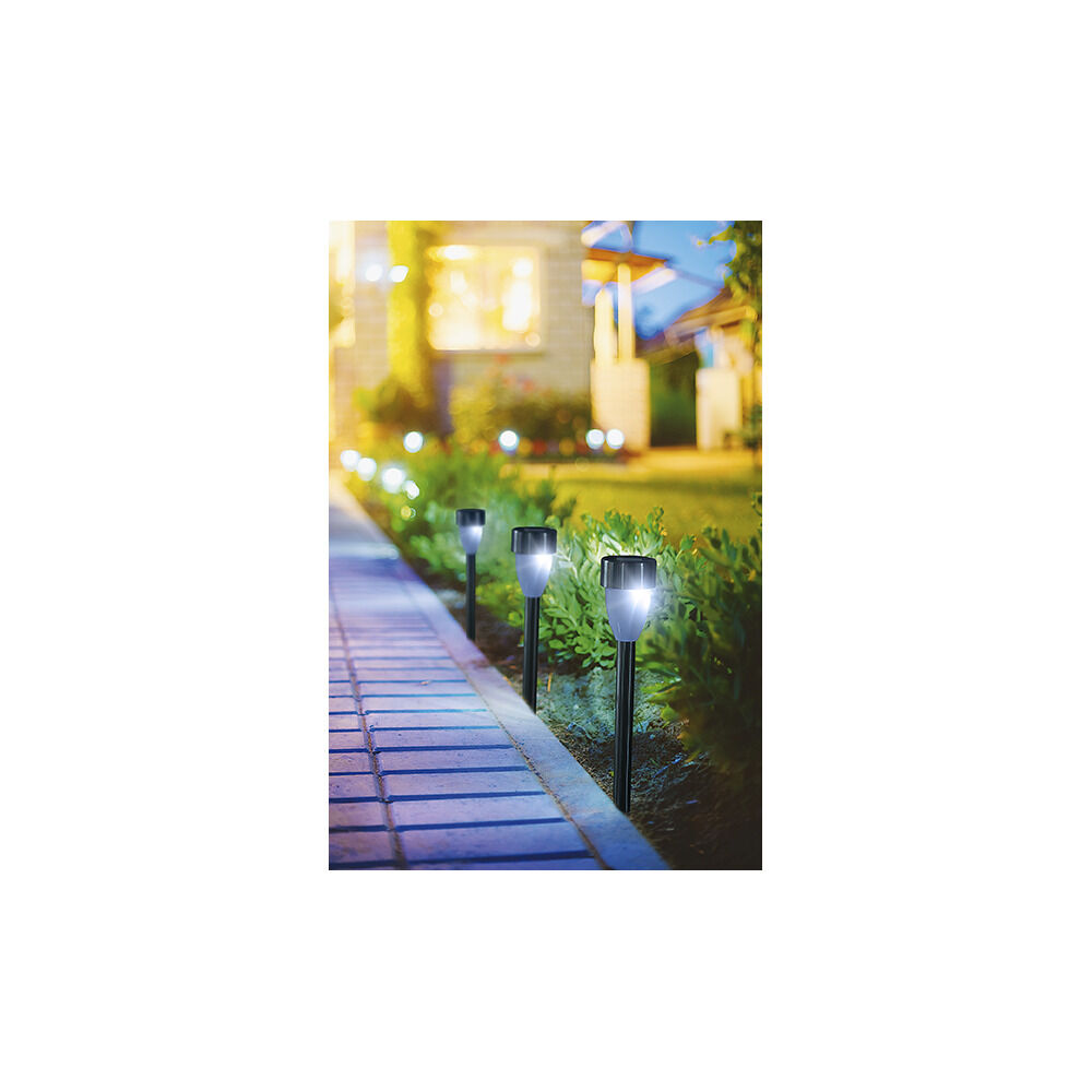 Borne solaire à planter plastique gris avec LED Ø6xH36cm