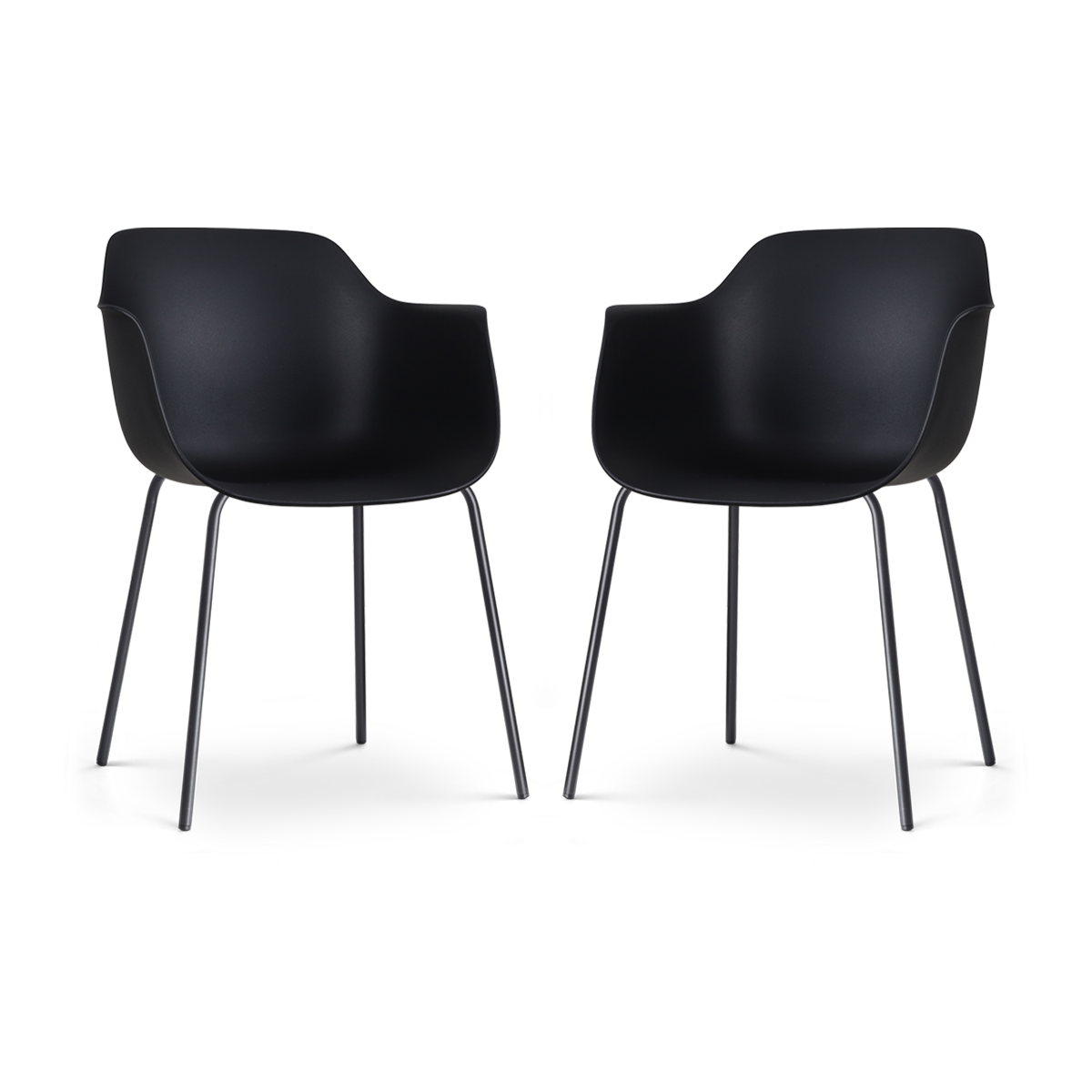 Nolon Nora-Puk Eetkamerstoelen Set van 2 - Zwart - Zwart Onderstel