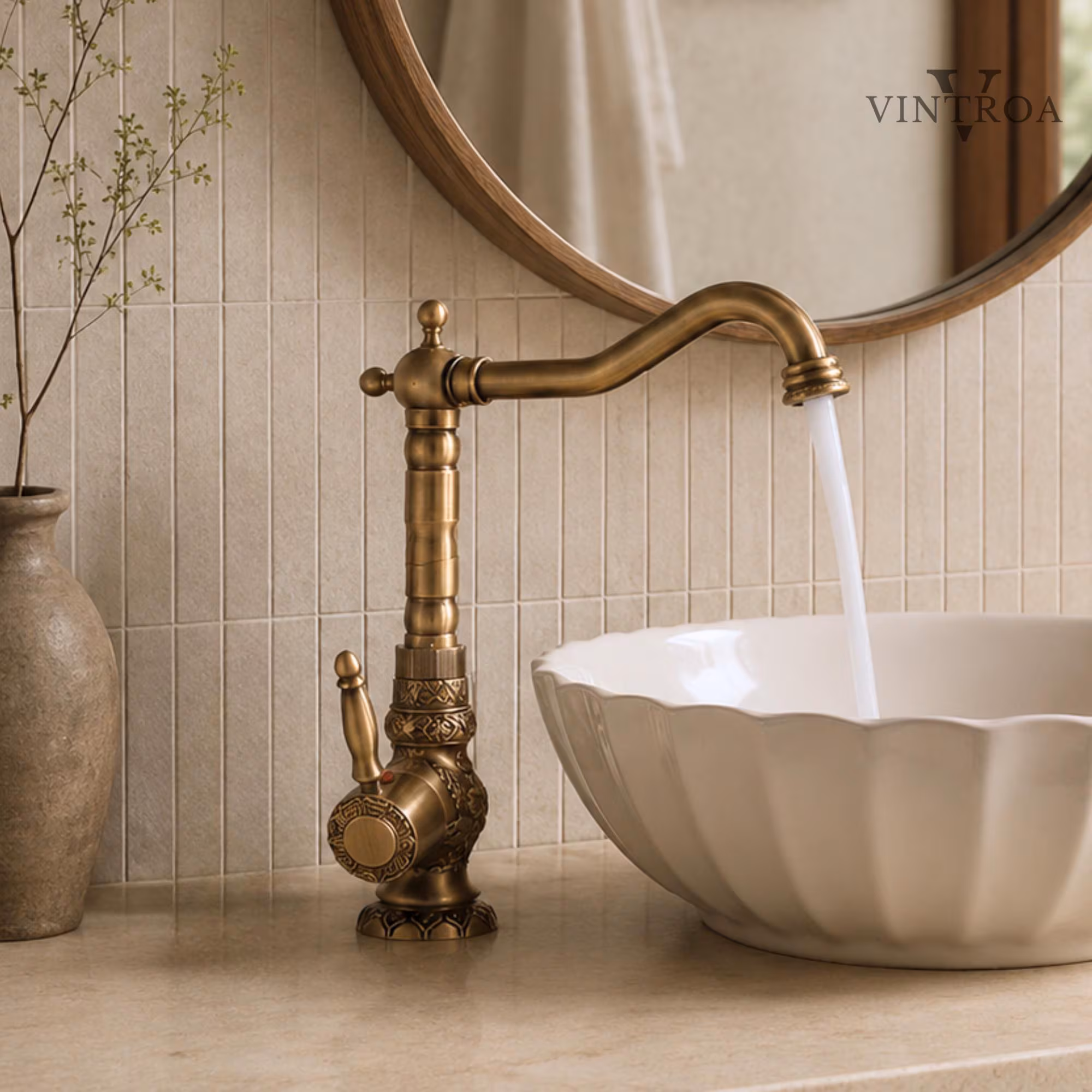 Solid Brass Bathroom Vessel Sink Fuacet , Basin Mixer Tap