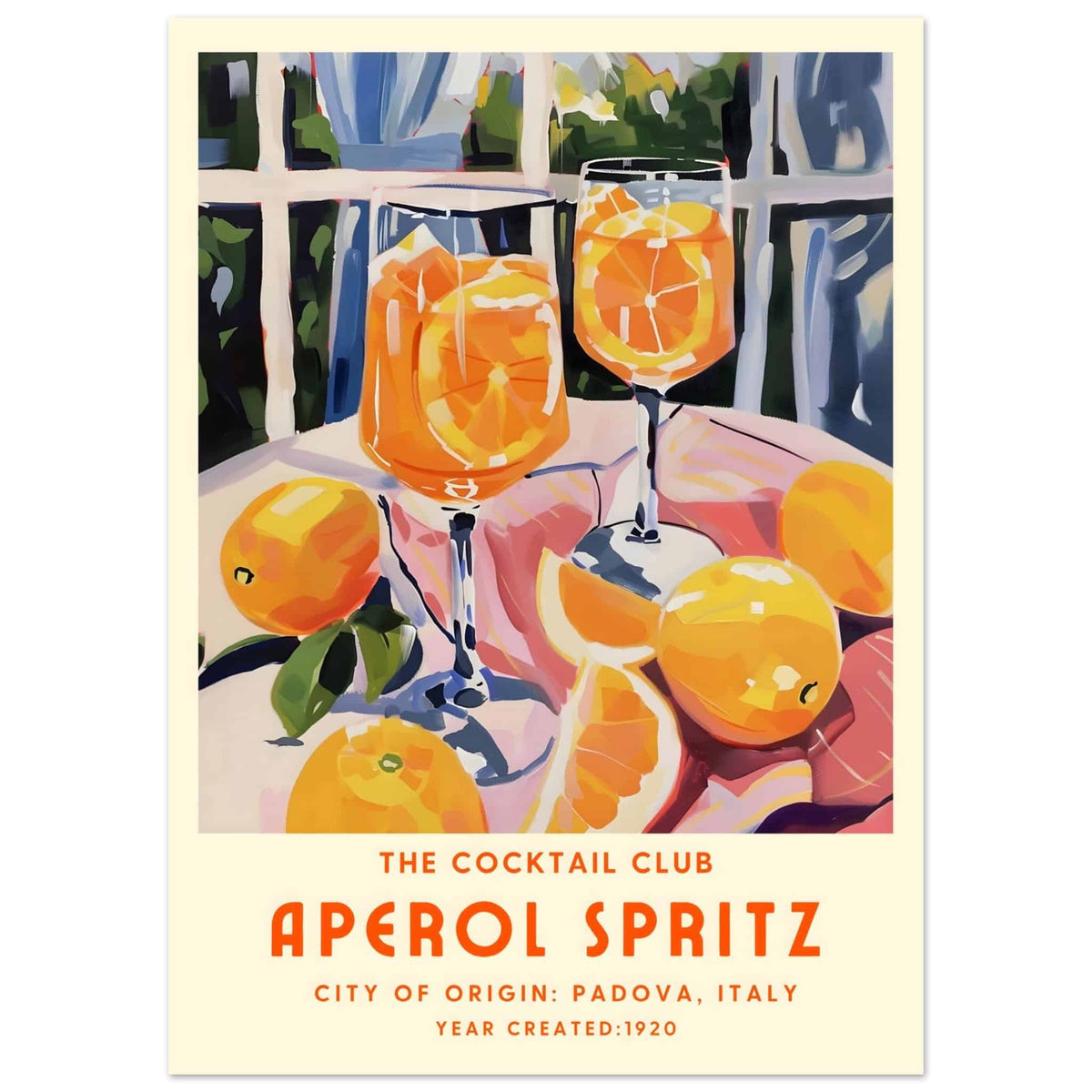Artfulprints Poster Aperol Spritz - The cocktail club II  - 50x70 cm - Oranje