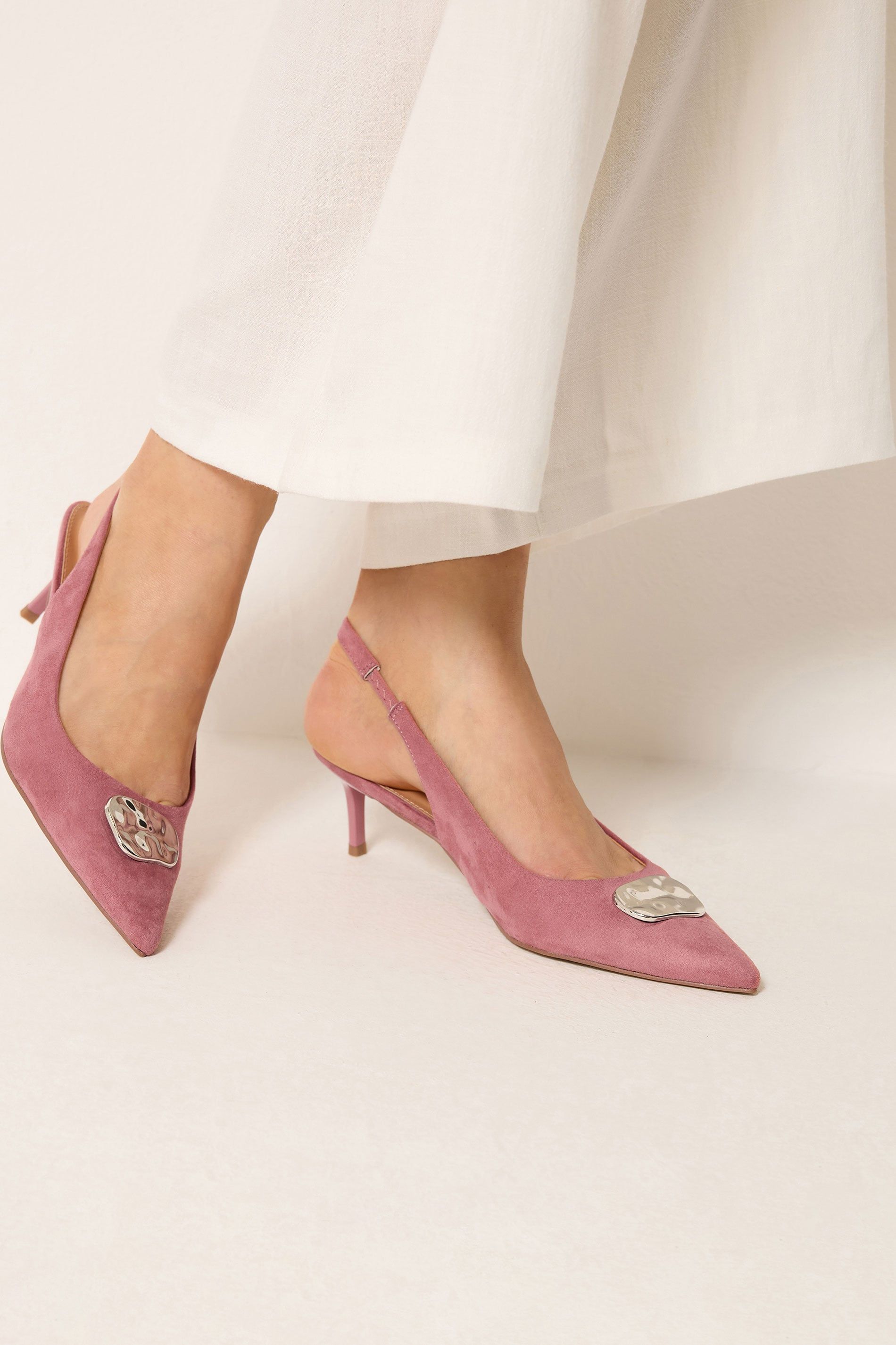 Long Tall Sally Hammered Slingback Heels In Standard Fit