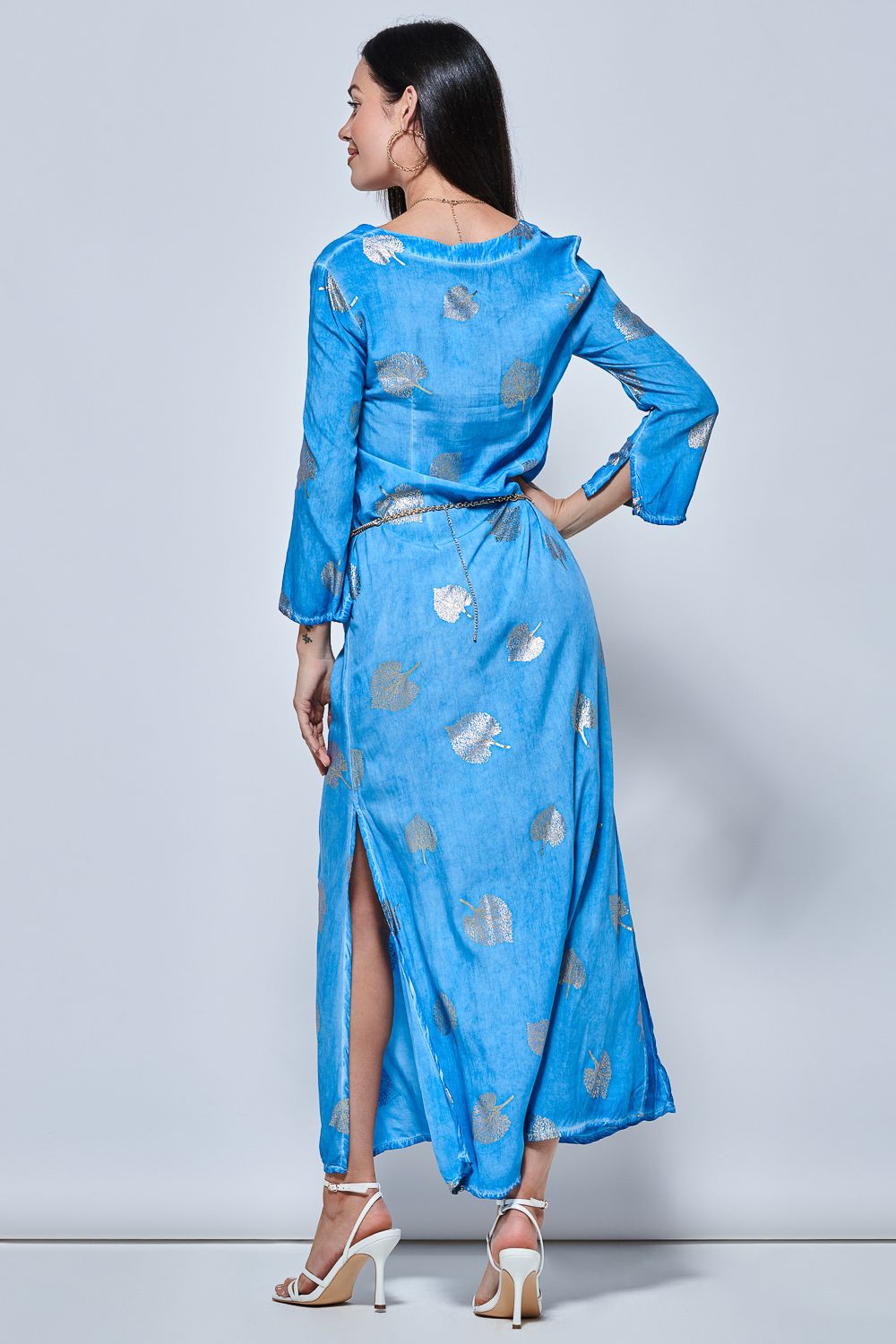 Jolie Moi 3/4 Sleeve Loose Fit Holiday Tunic Maxi Dress