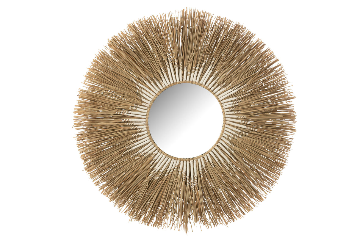 J-Line spiegel Melissa Paille - naturel/wit - large - Ø 101 cm