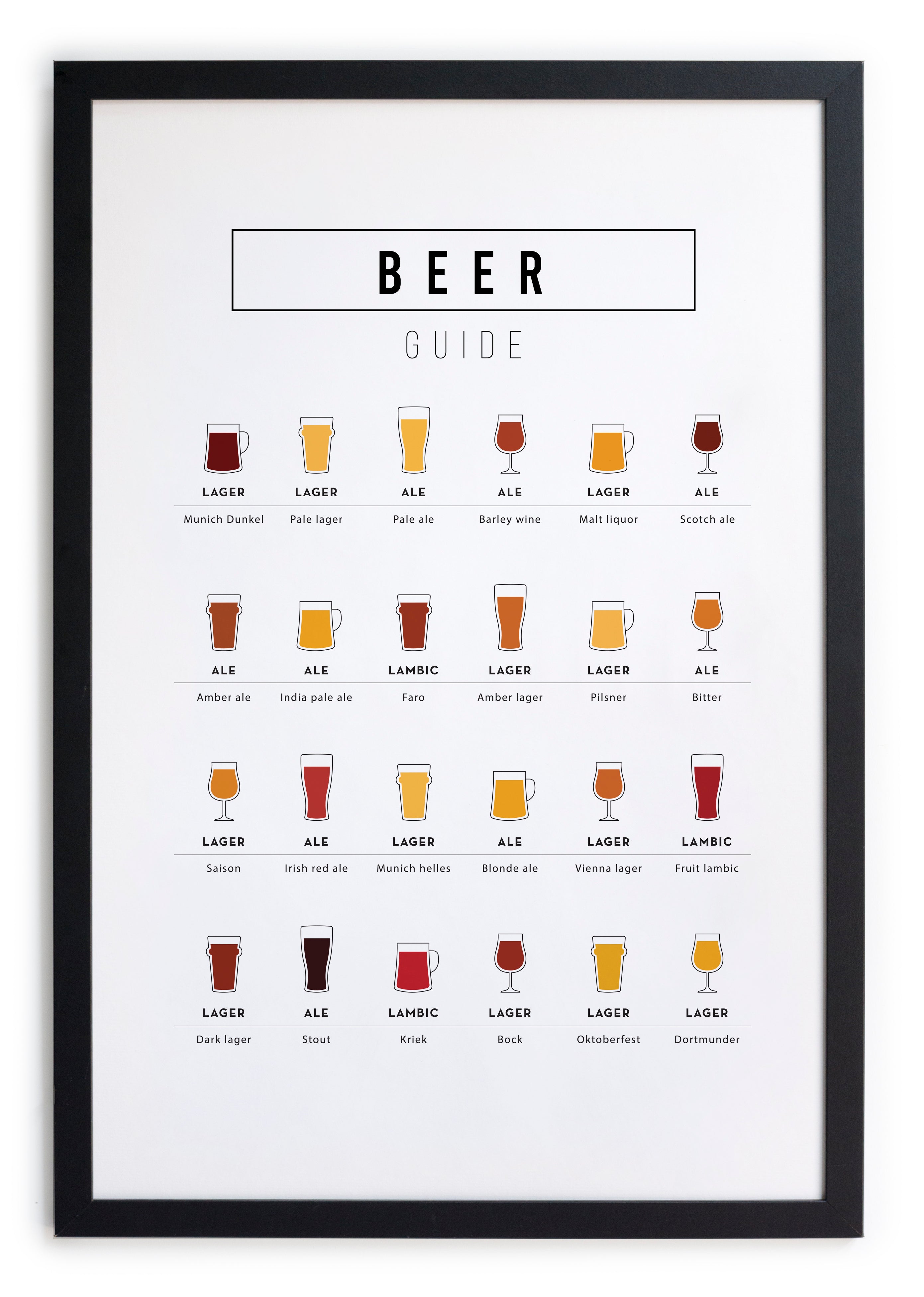 Zwarte lijst met kader 40x30 bier