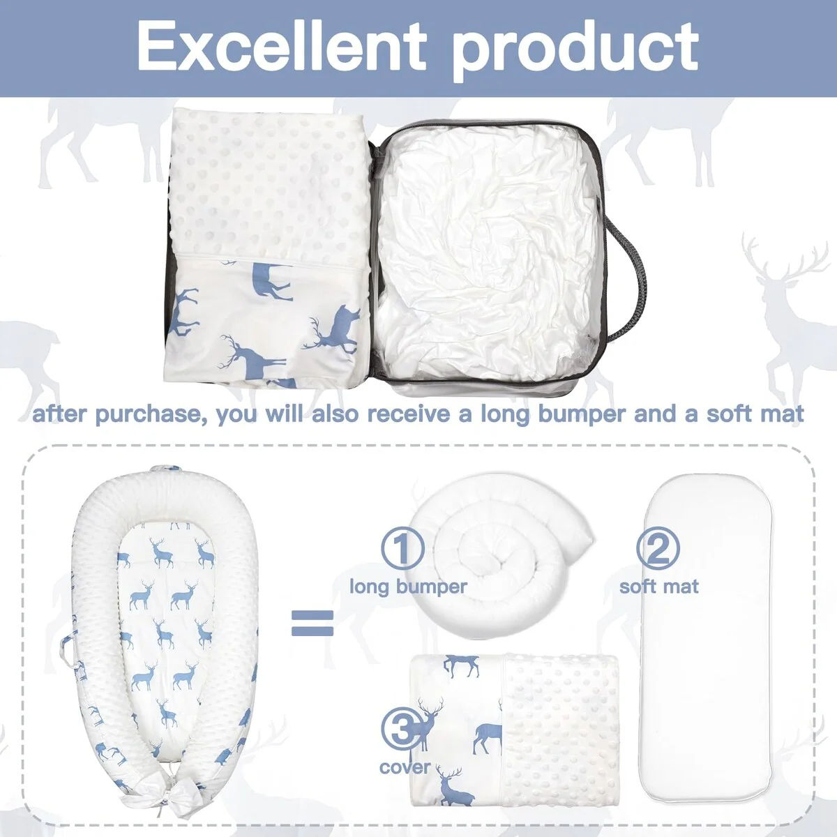 Mamibaby Baby Lounger cover, 100% Soft & Breathable Infant Floor Seat, Portable Adjustable Nest Pillow Cover for Tummy Time