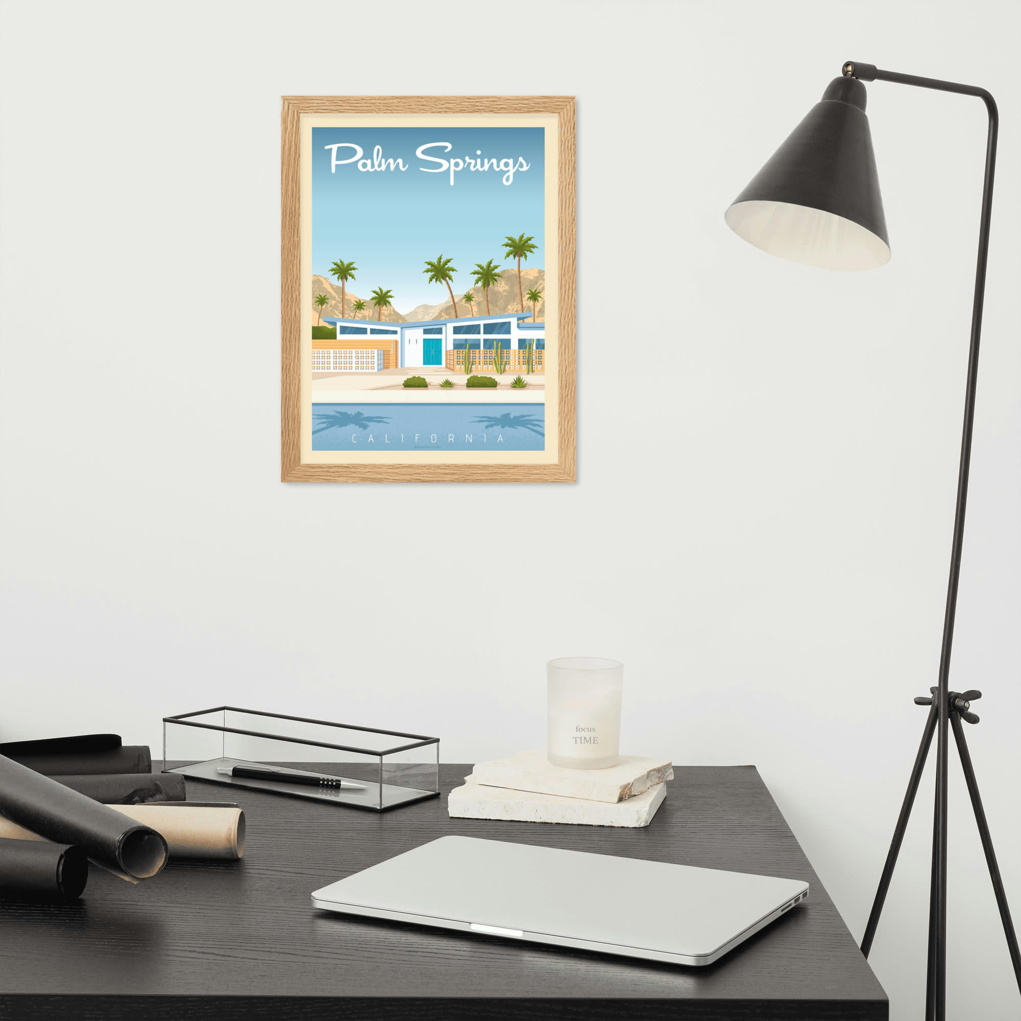 - Affiche Palm Springs Etats-Unis avec Cadre (Bois) 21x29,7 cm