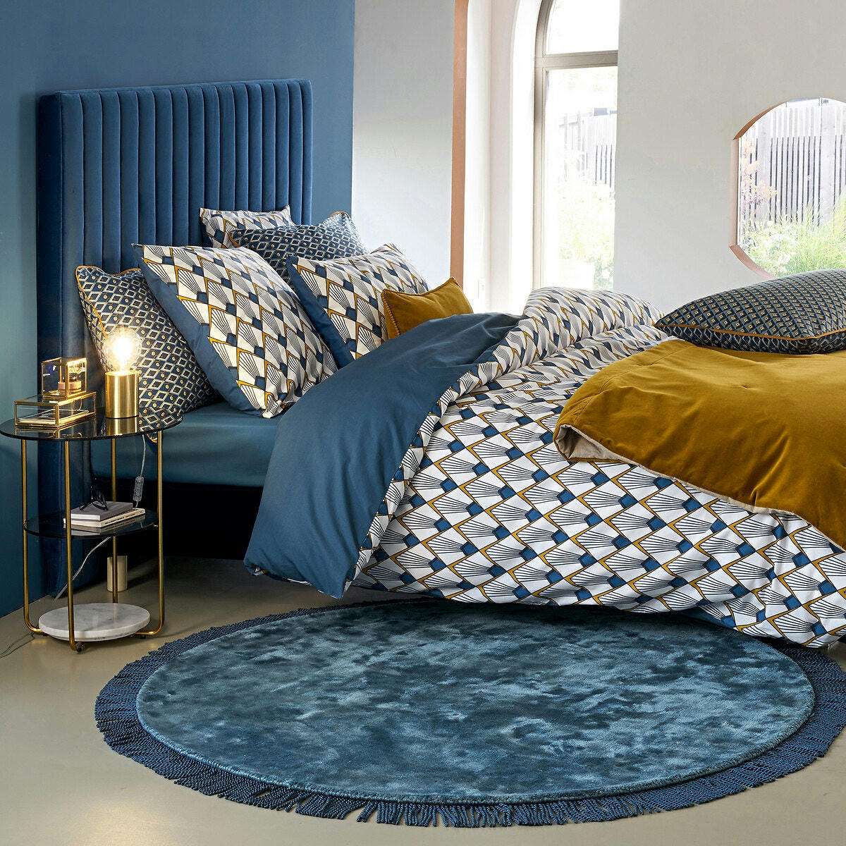 Housse de couette percale, Elisa bleue