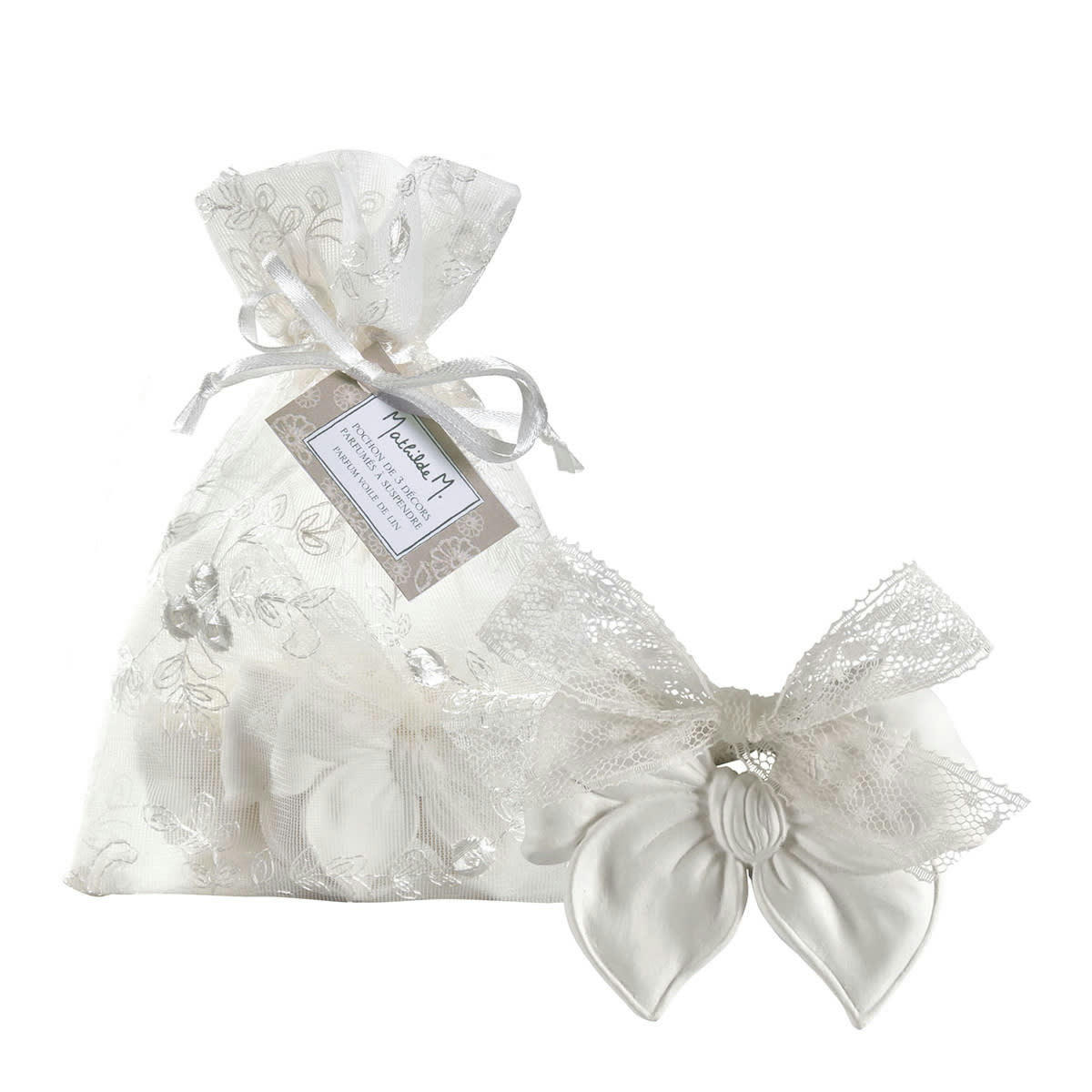 - Pochon de 3 décors parfumés Nœud - Voile de Lin