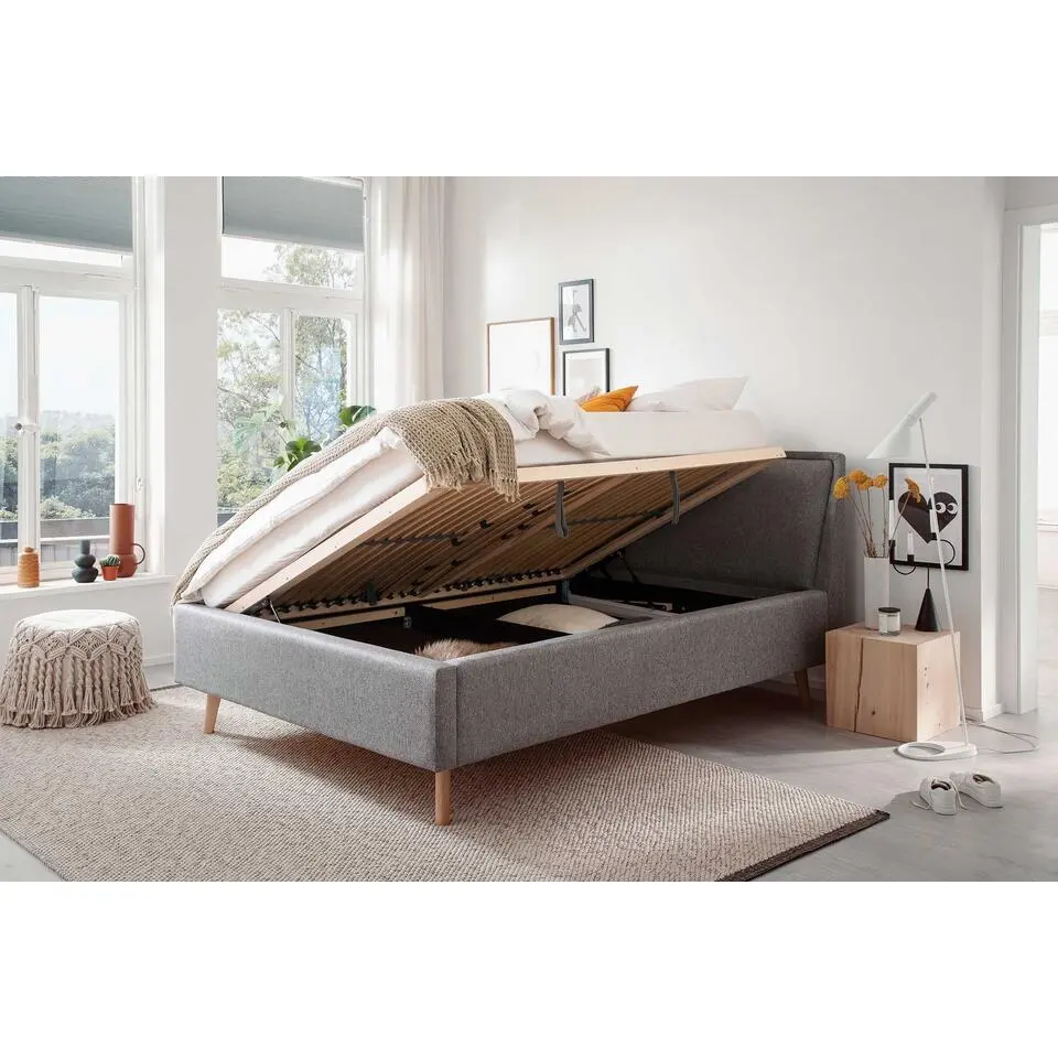 Twijfelaar Estee 140x200 met opbergruimte - grijs/eik