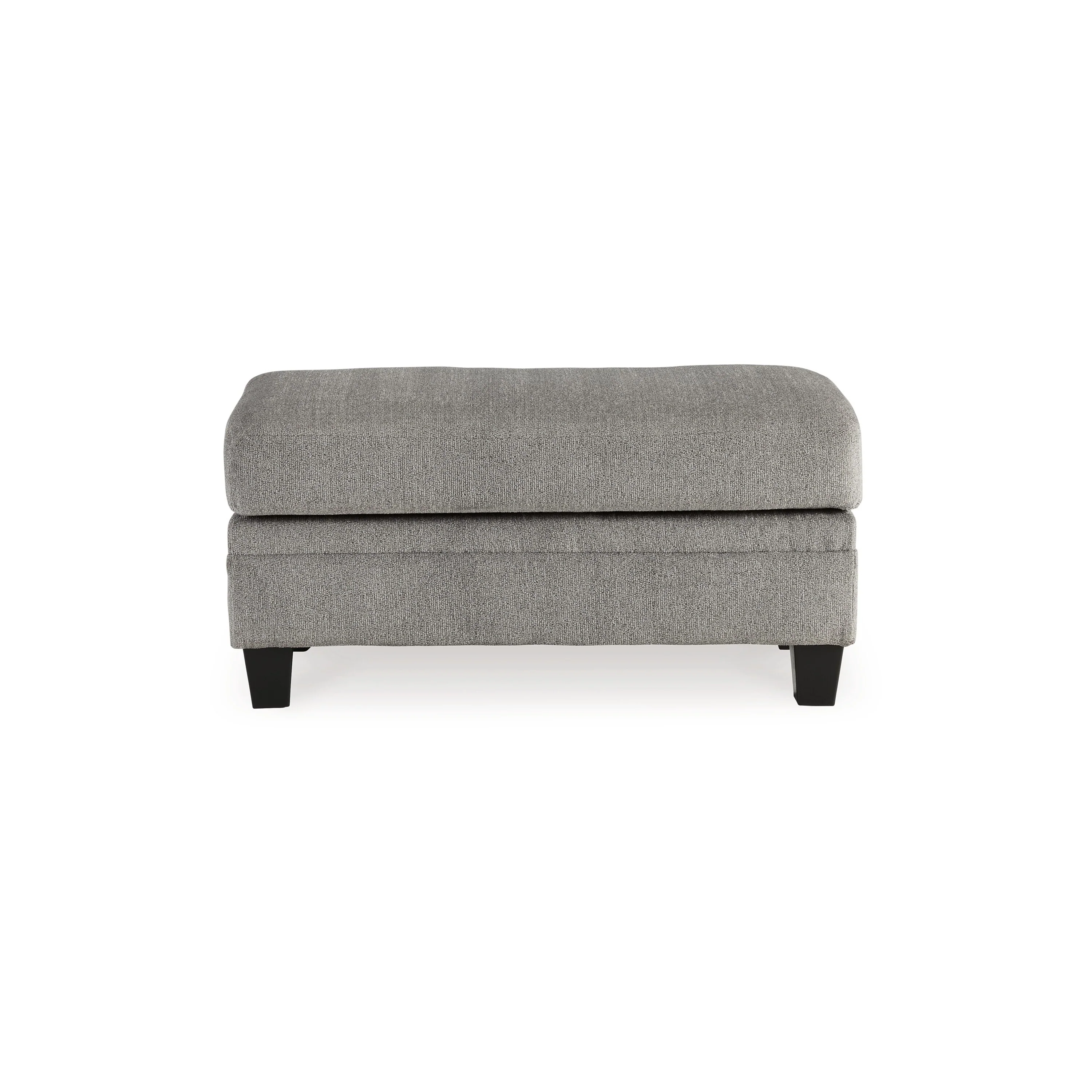 Vincy Accent Ottoman, 43 Inch Rectangular, Charcoal Gray Polyester