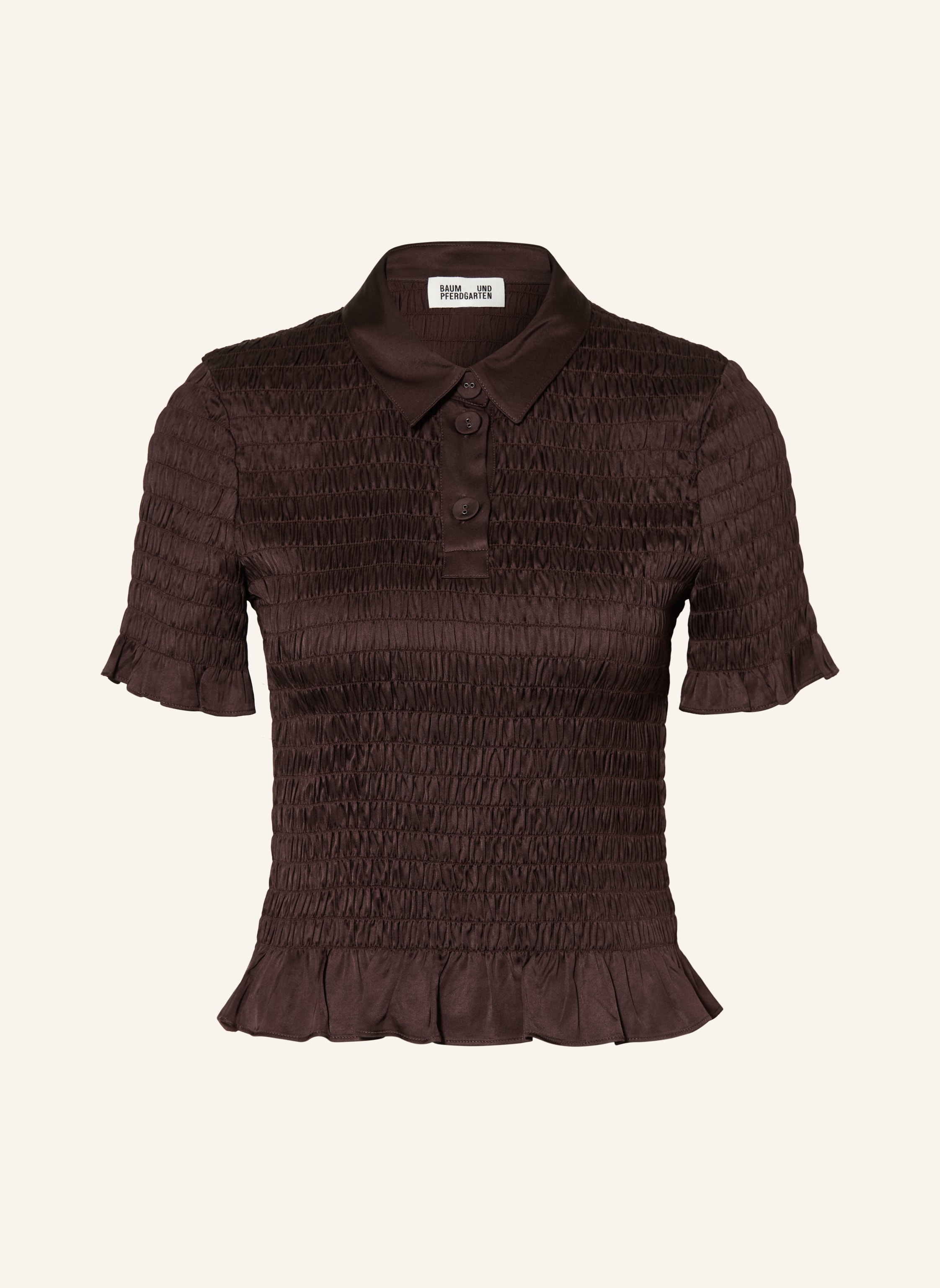 BAUM UND PFERDGARTEN Satin-Poloshirt MYKA mit Rüschen