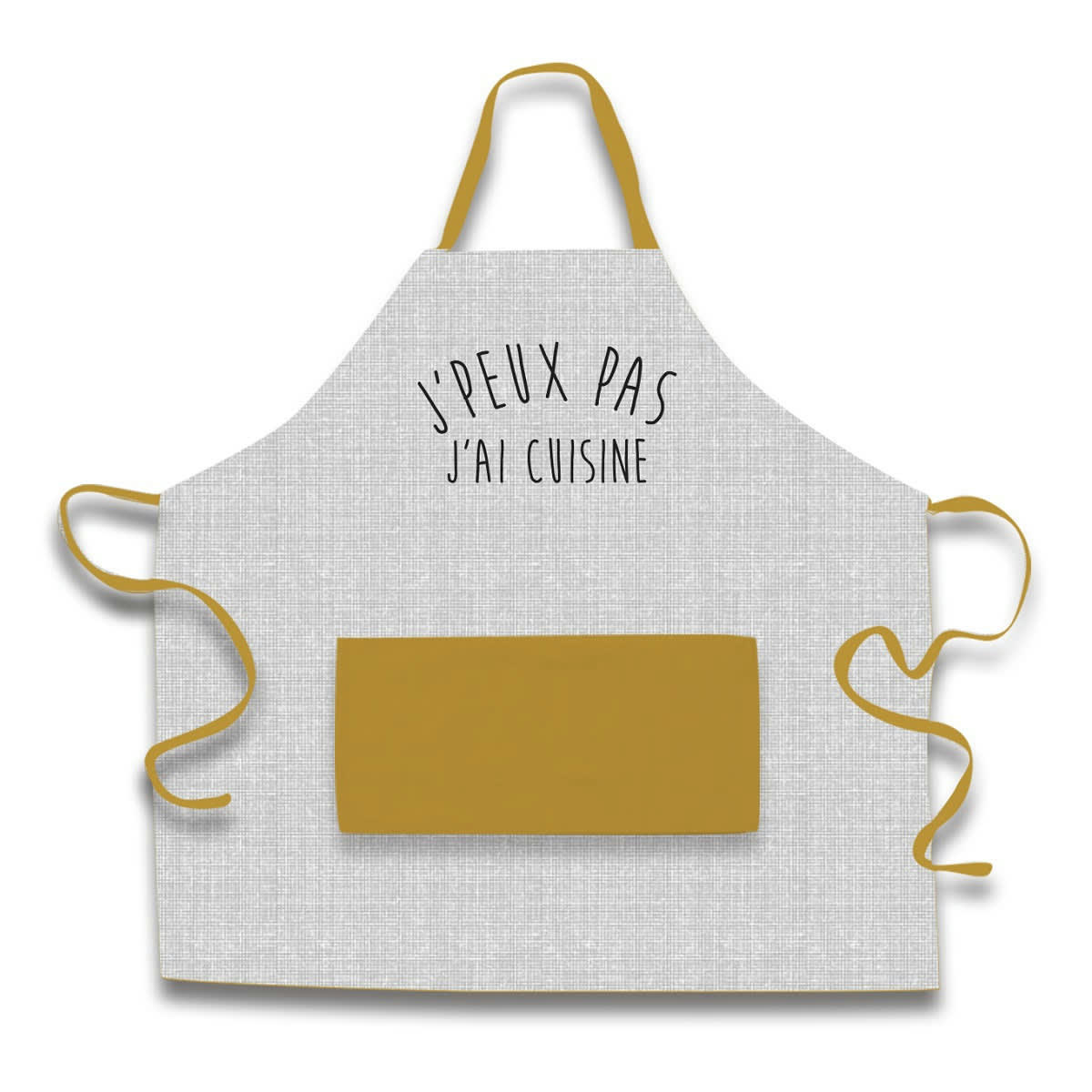 EN FAMILLE - Tablier de cuisine coton blanc et jaune 70x70cm