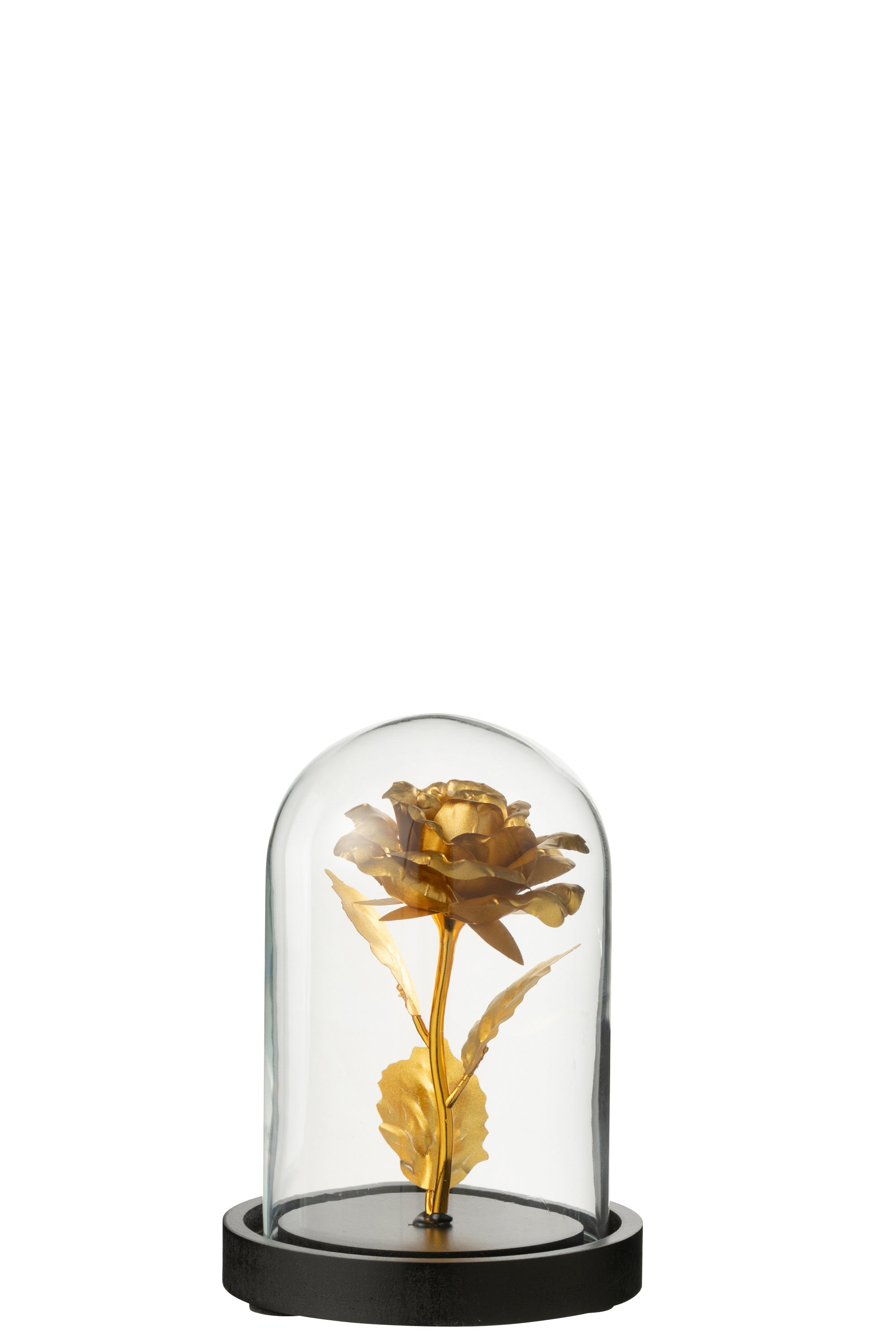 J-Line Decoratieve stolp Roos - glas - goud/zwart - small